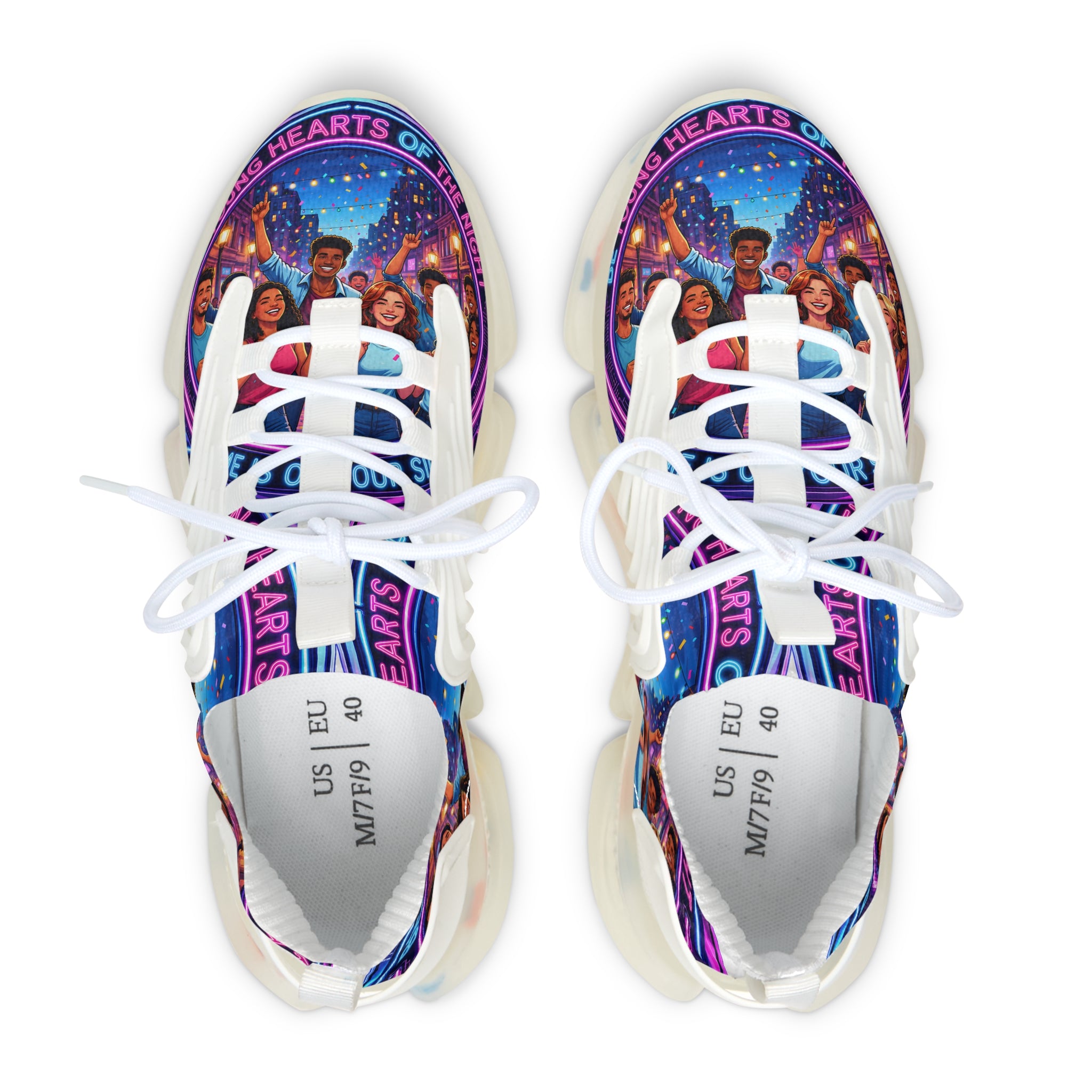 Women’s Mesh Sneakers — Colorful 'Be Young Of Hearts of the Night' Graphic Athletic Shoes
