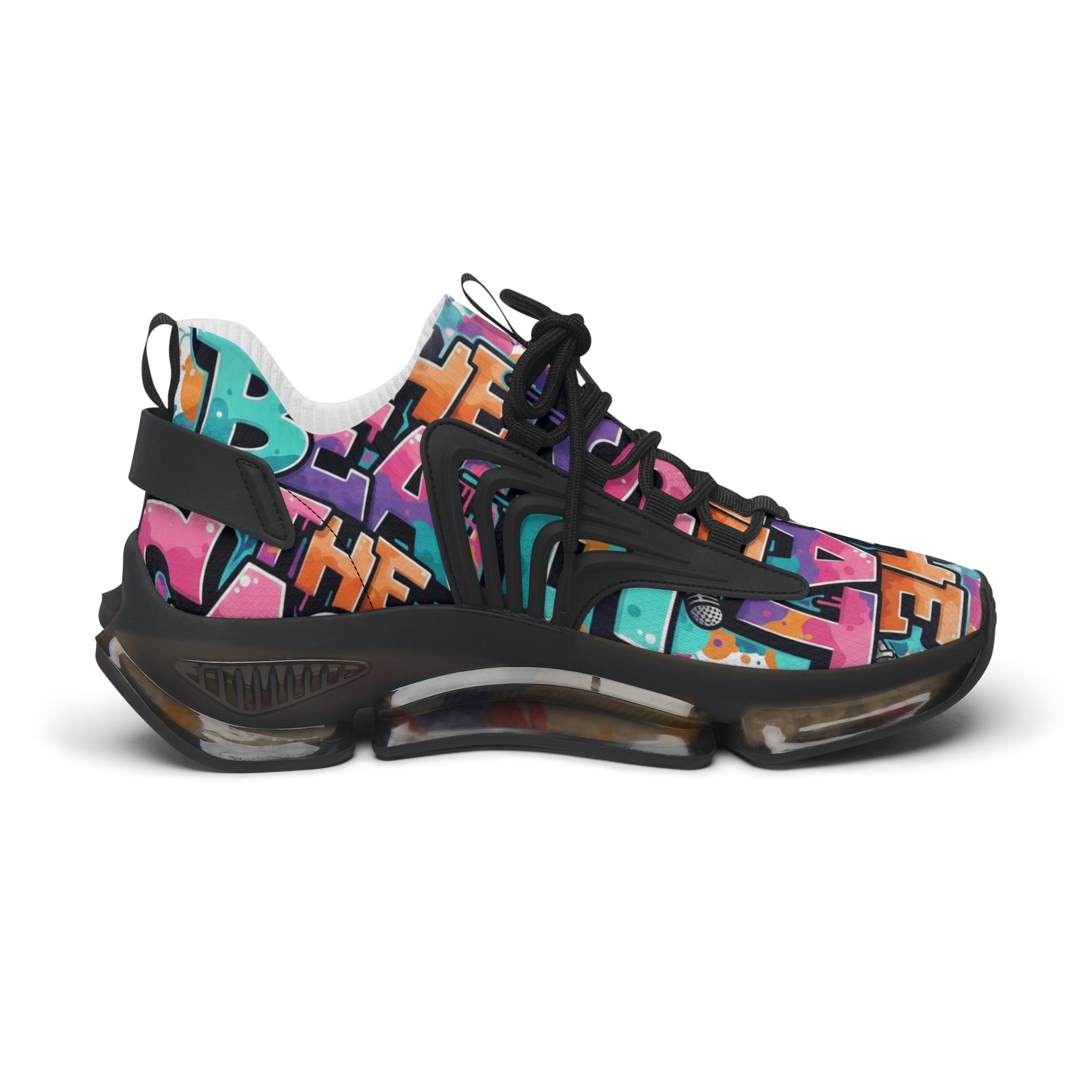 Women’s Mesh Sneakers —"She Beat The Case"Colorful Graffiti Statement Athletic Shoes
