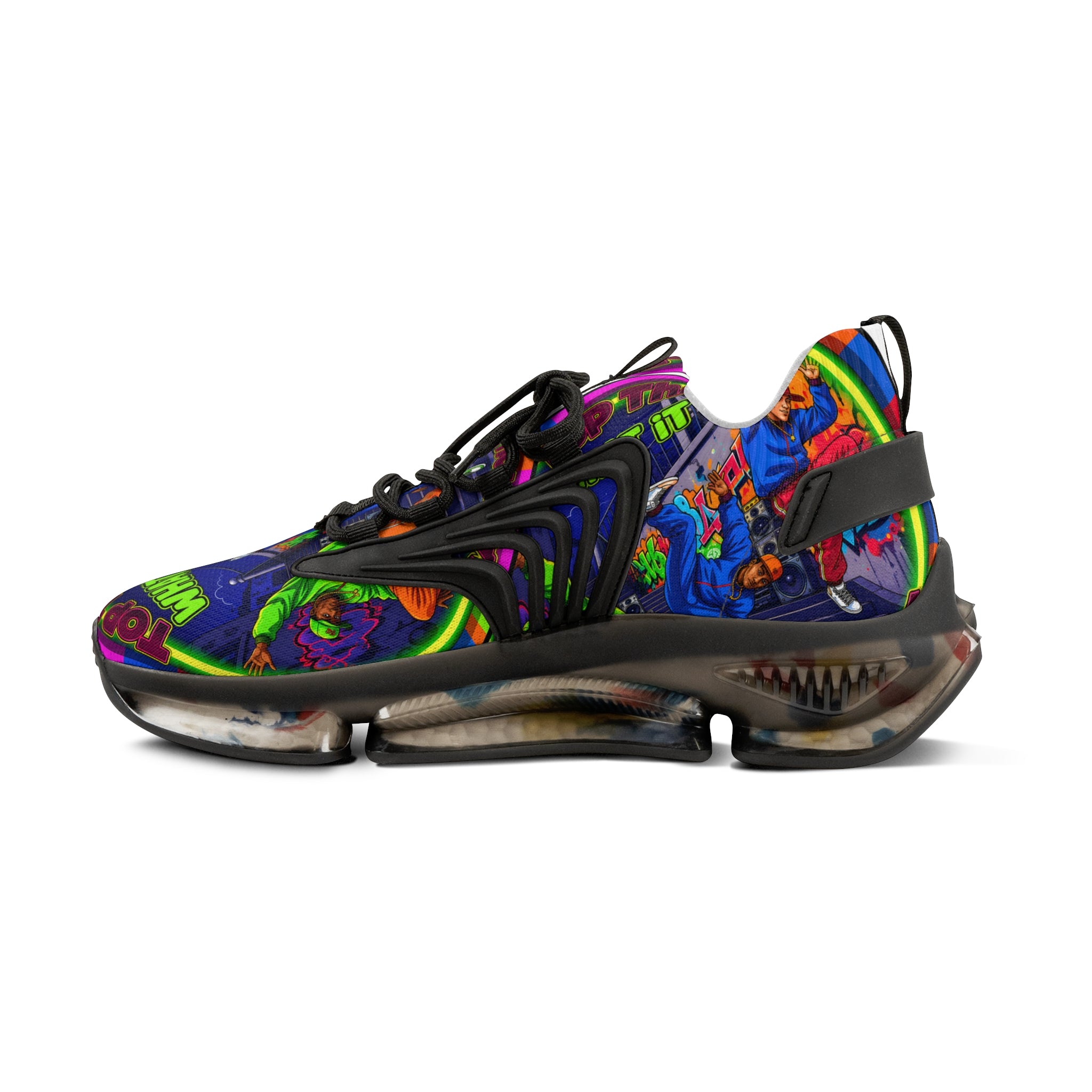 Men's Mesh Sneakers — " Top That What It Is" Colorful Comic Pop Art Graphic Athletic Shoes