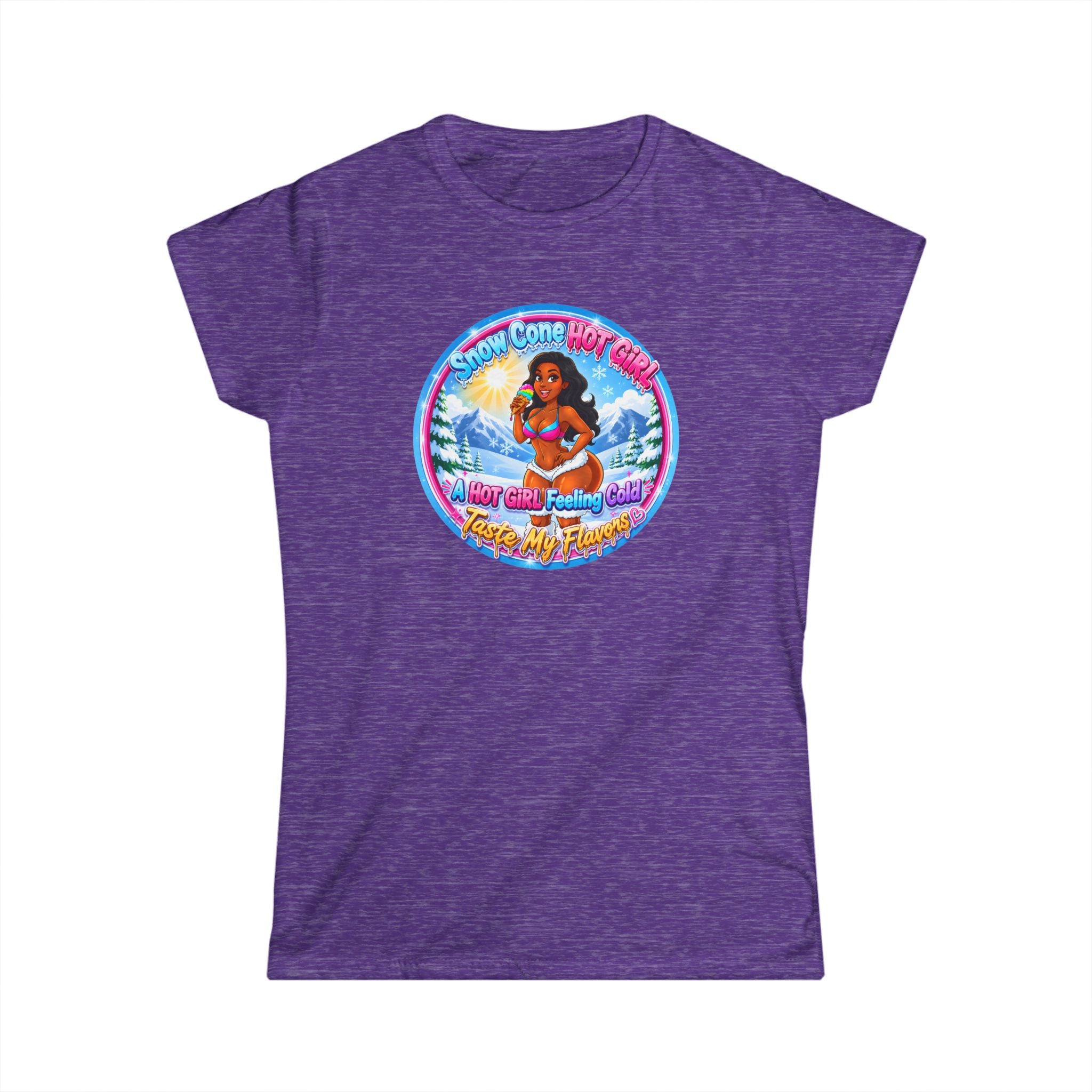 T-Shirt — Retro Beach Pinup Tee with ''Snow Cone Hot Girl" Tropical Graphic
