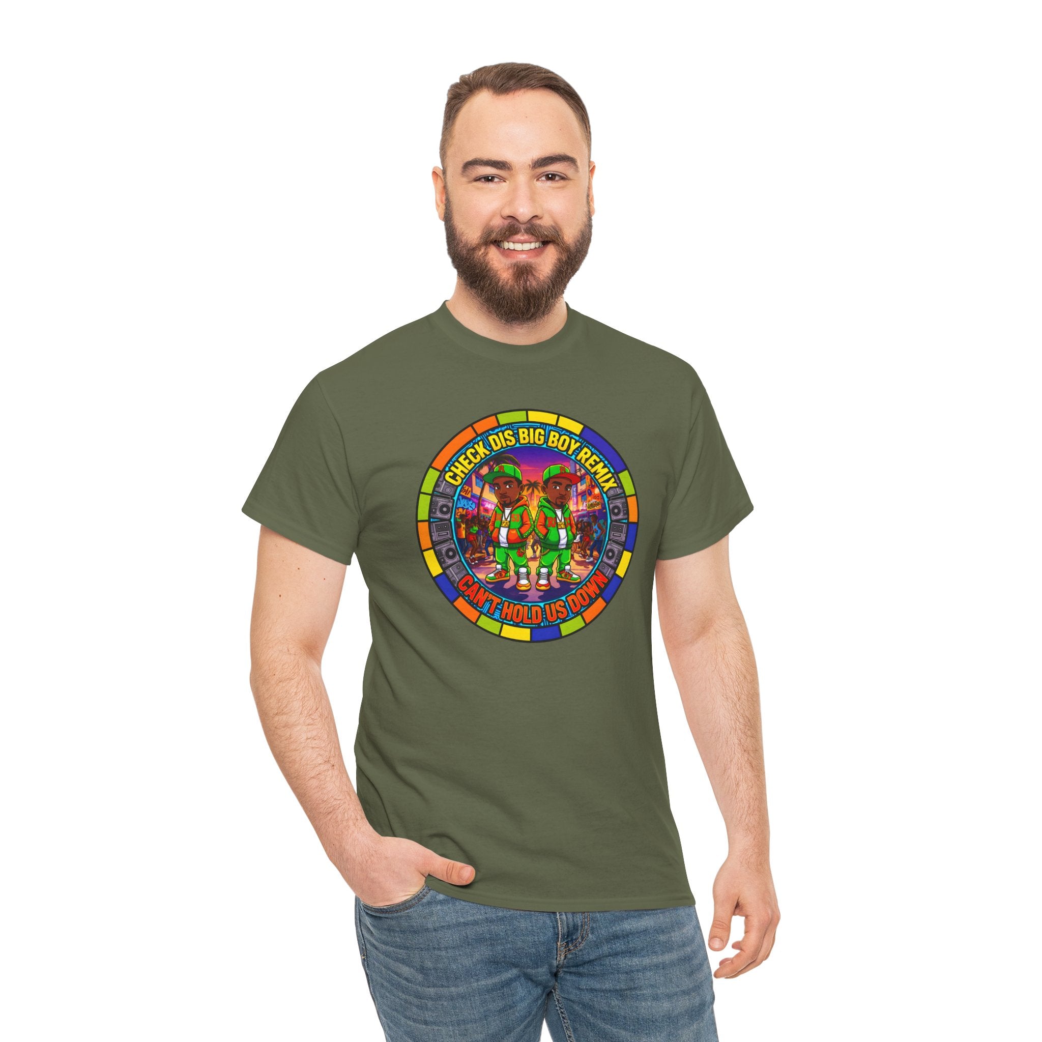 T-Shirt — "Check Dis Big Boy Remix" Colorful Cartoon Grap6hic Tee