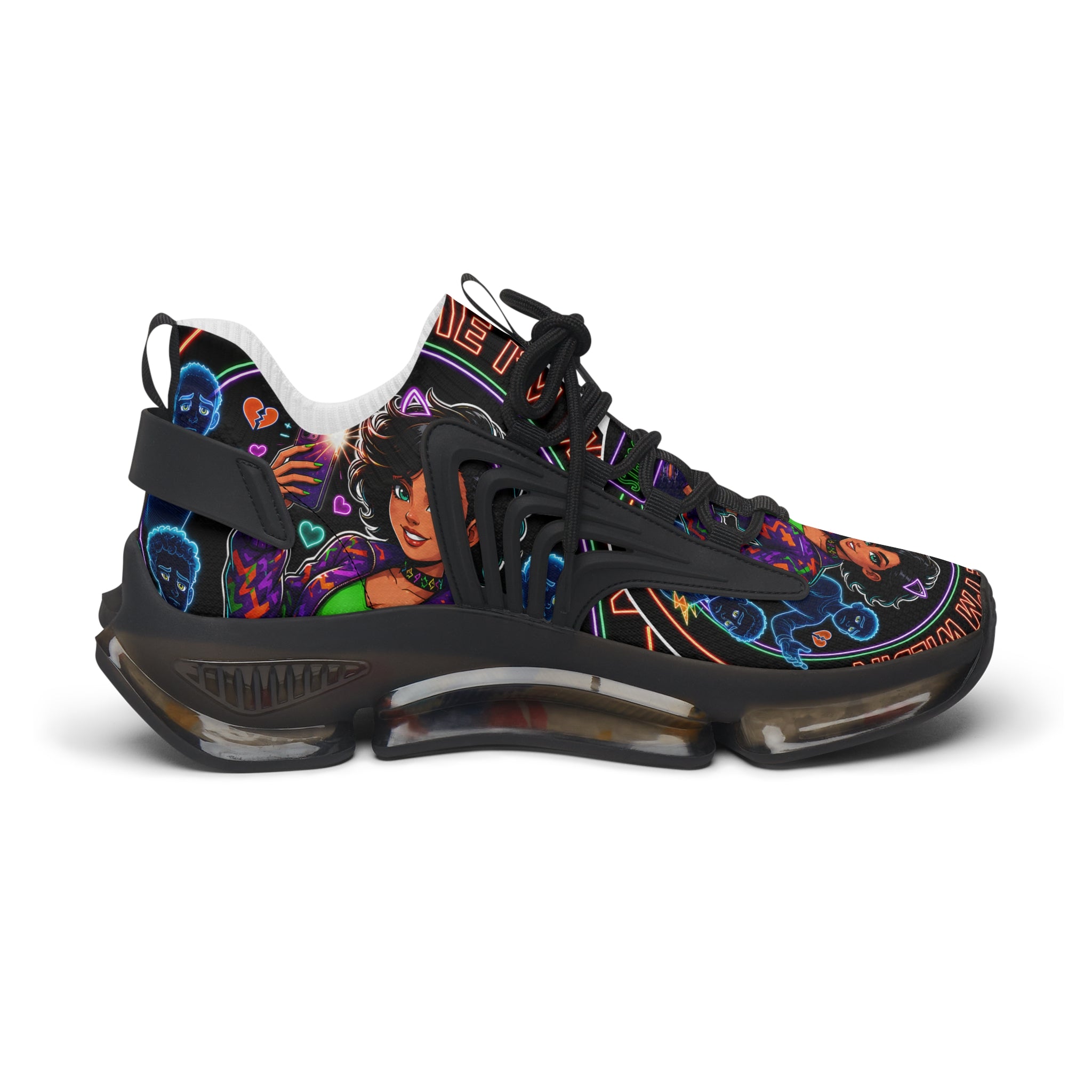 Women's Mesh Sneakers — Colorful Afrocentric Art Print Athletic Shoes