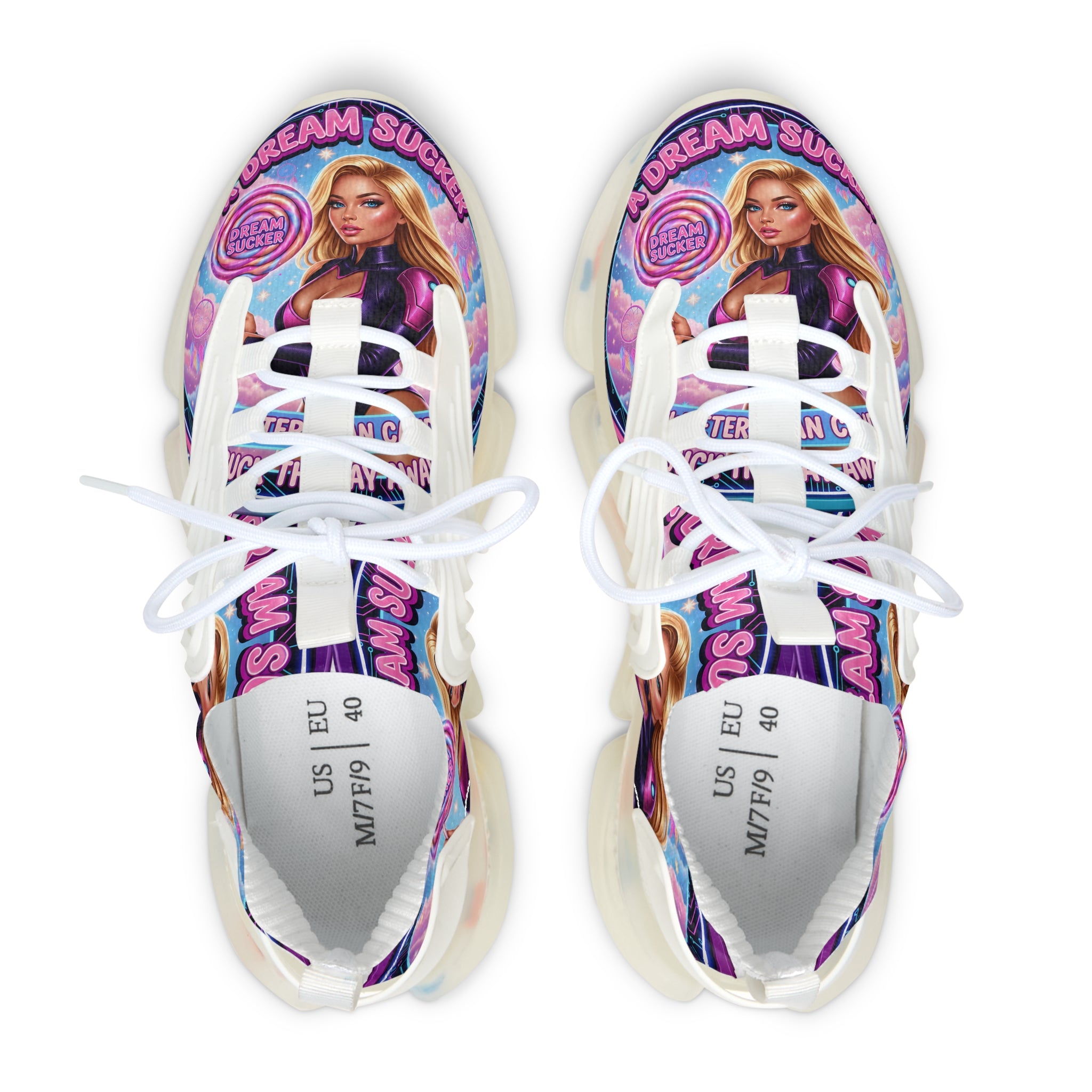 Women's Mesh Sneakers — Colorful Pop-Art 'A Dream Sucker' Graphic Athletic Shoes