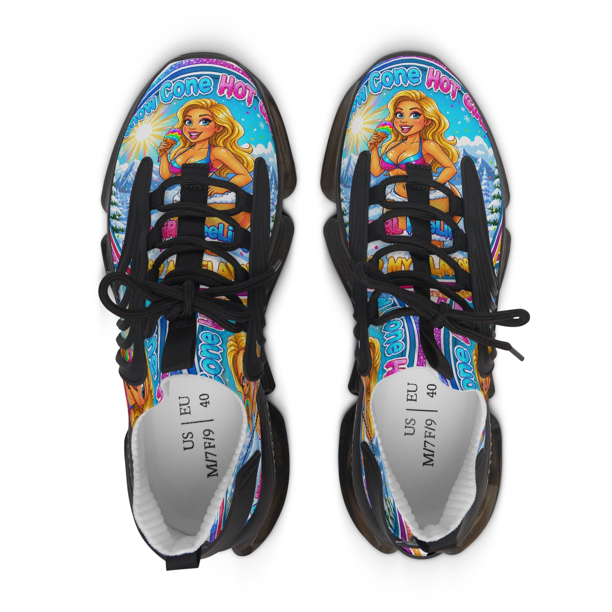 Women’s Mesh Sneakers — "Snow Cone Hot Girl "Colorful Mermaid Graphic Athletic Shoes