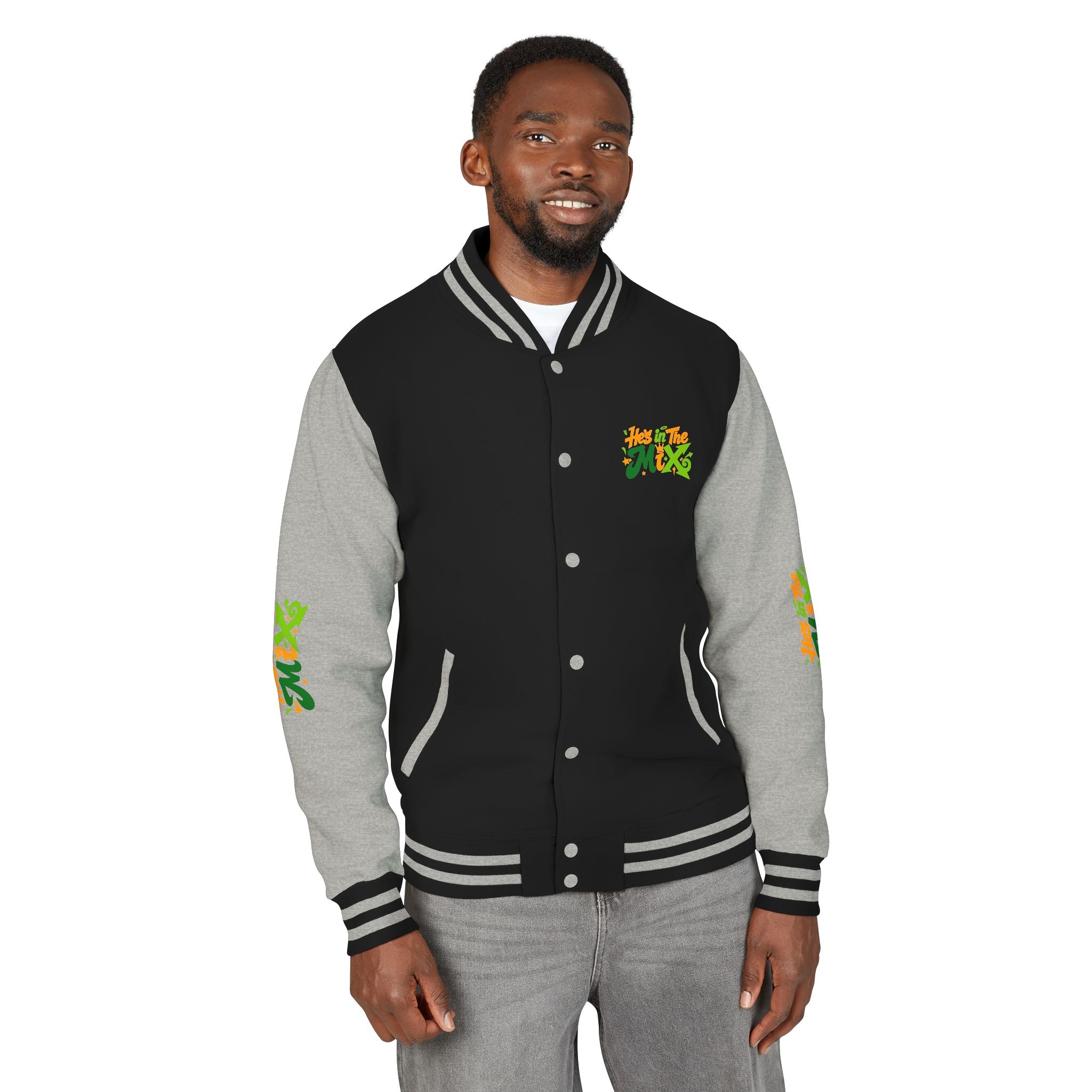 Letterman Jacket - "He's in the Mix" Retro Graffiti Varsity Jacket