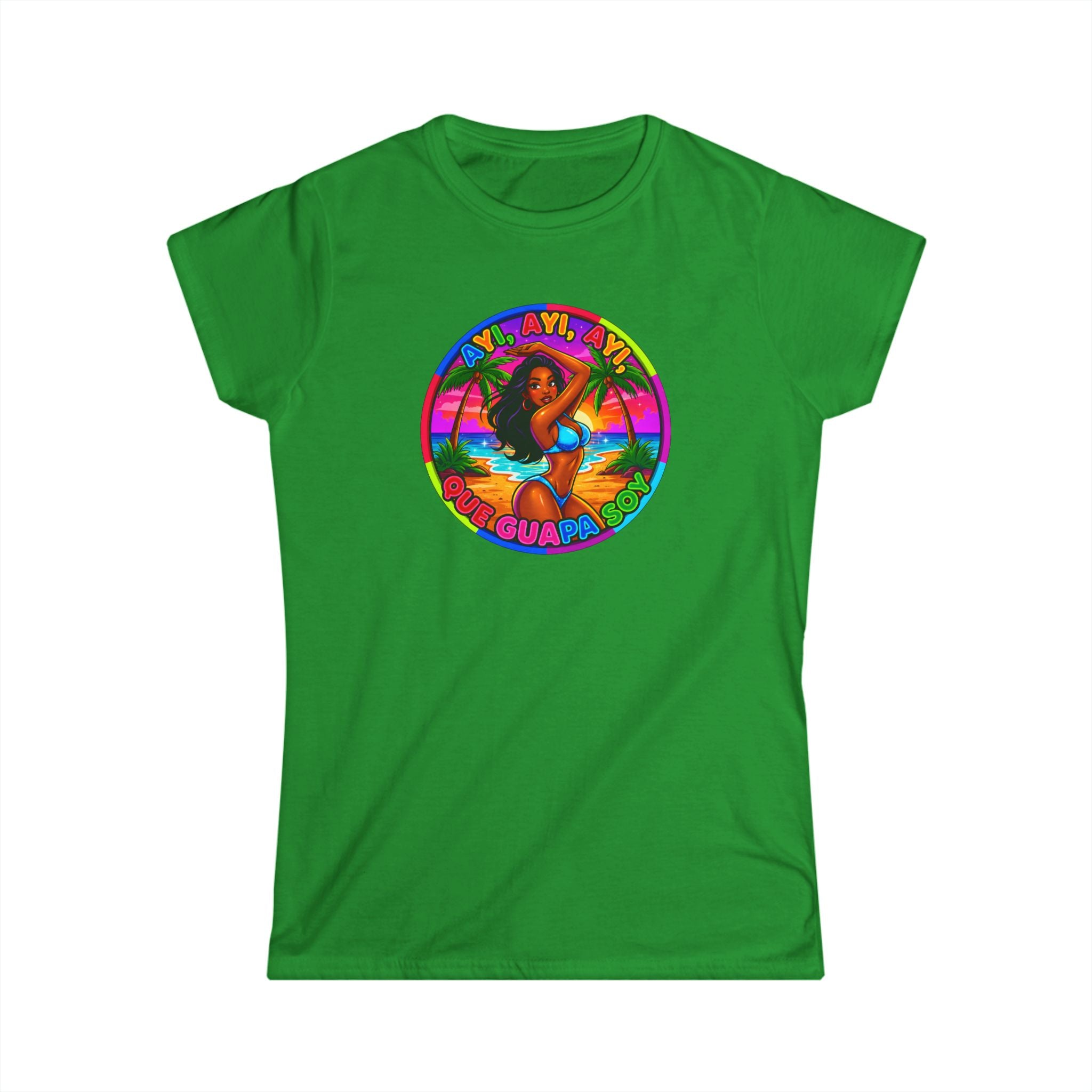 Vintage Tropical Surf T-Shirt — "Ayi, Ayi Ayi Que Guapa Soy"  Retro Beach Graphic