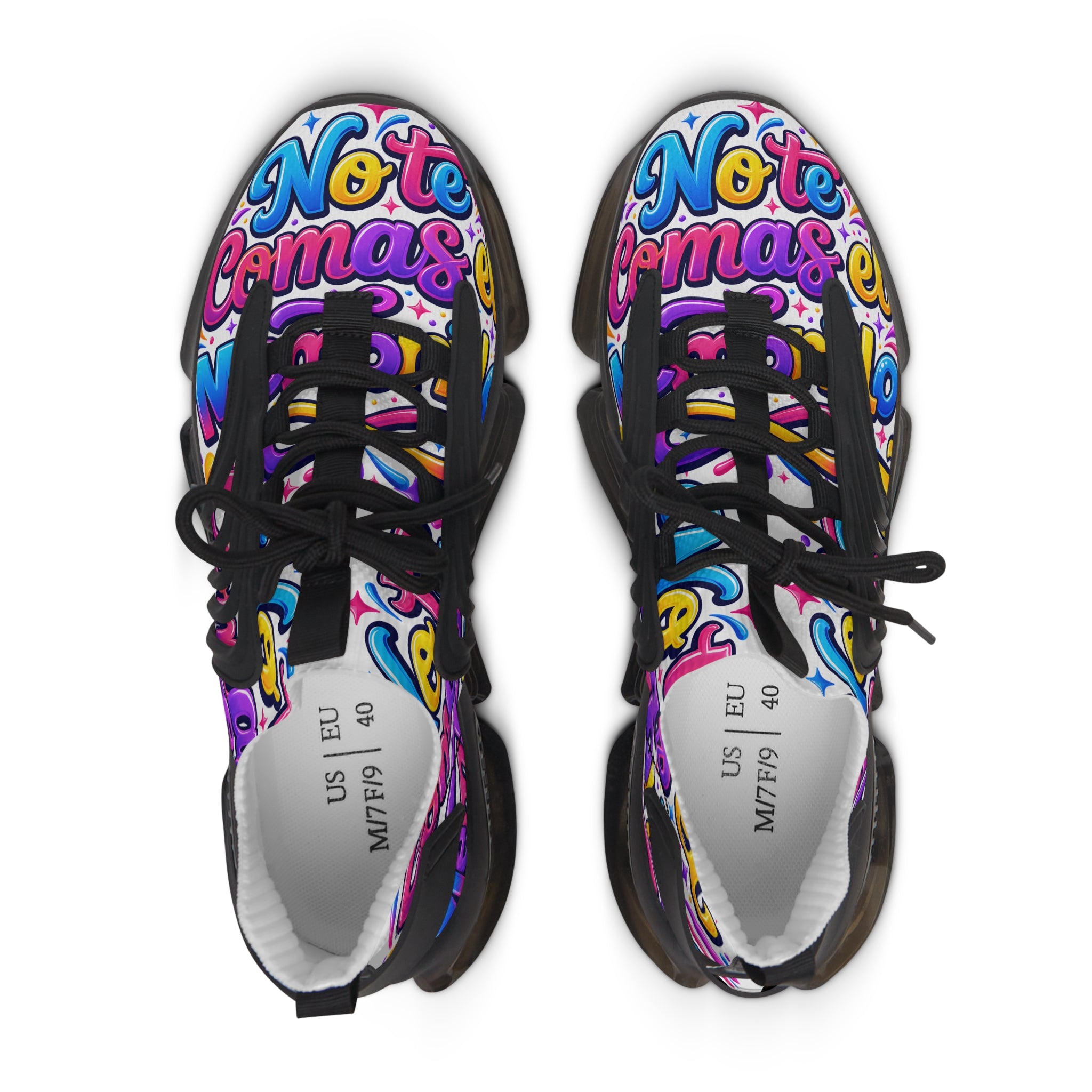 Colorful Graffiti 'No Te Comas El Membrillo" Women's Mesh Sneakers — Funky Streetwear Trainer