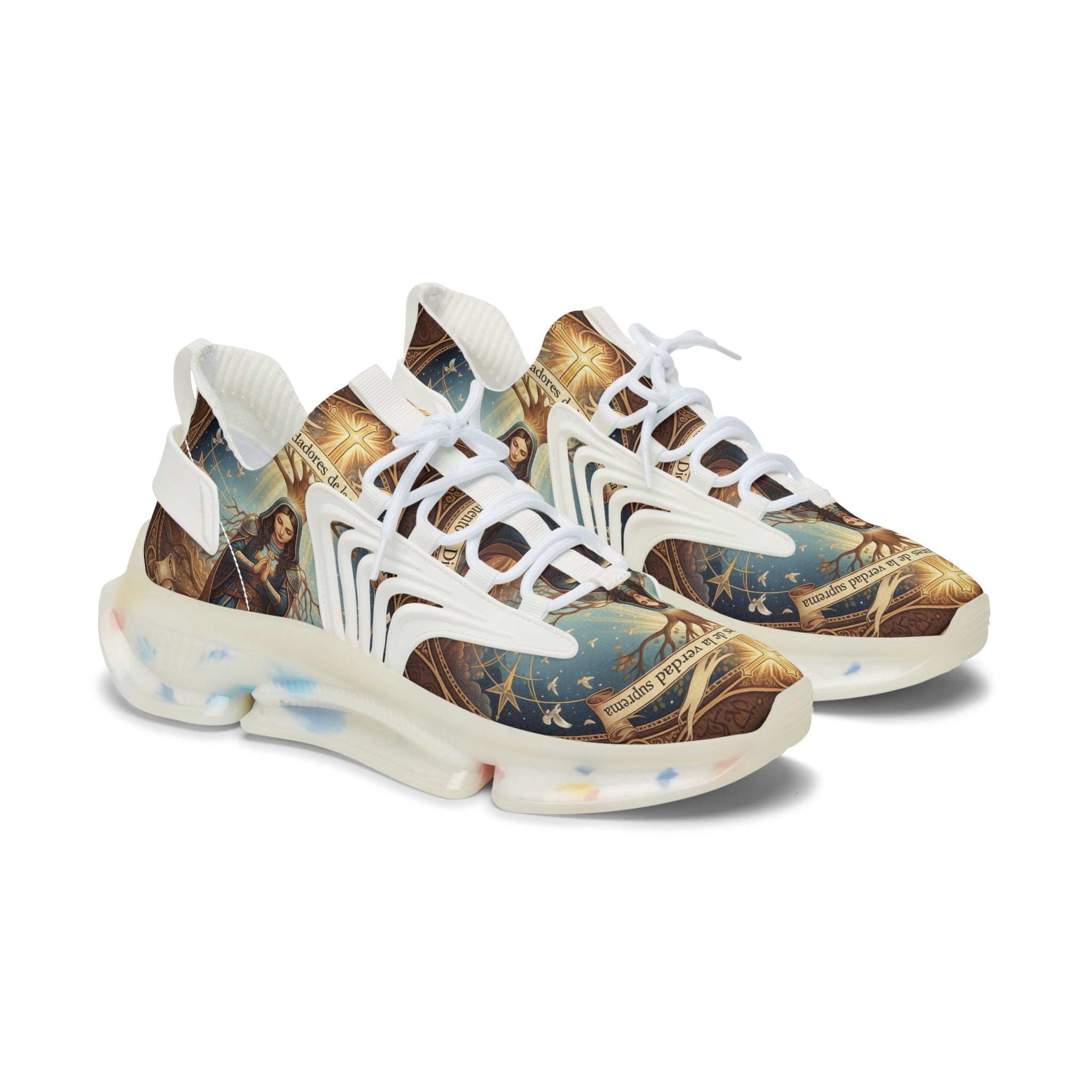 Women's Mesh Sneakers —" Buscadres y Fundadores De La Verdad Suprima"Inspirational Jesus Graphic Women’s Athletic Shoes