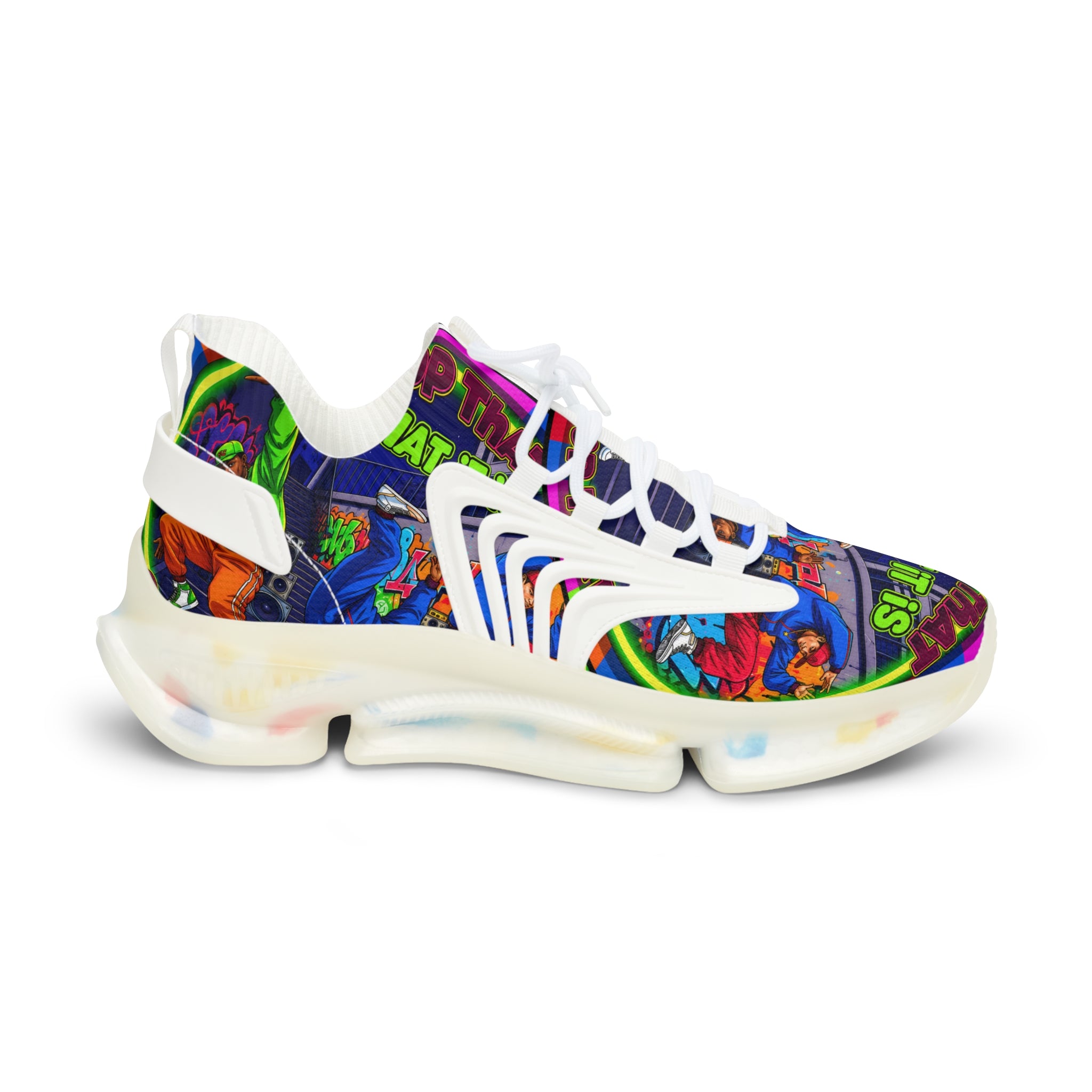 Men's Mesh Sneakers — " Top That What It Is" Colorful Comic Pop Art Graphic Athletic Shoes