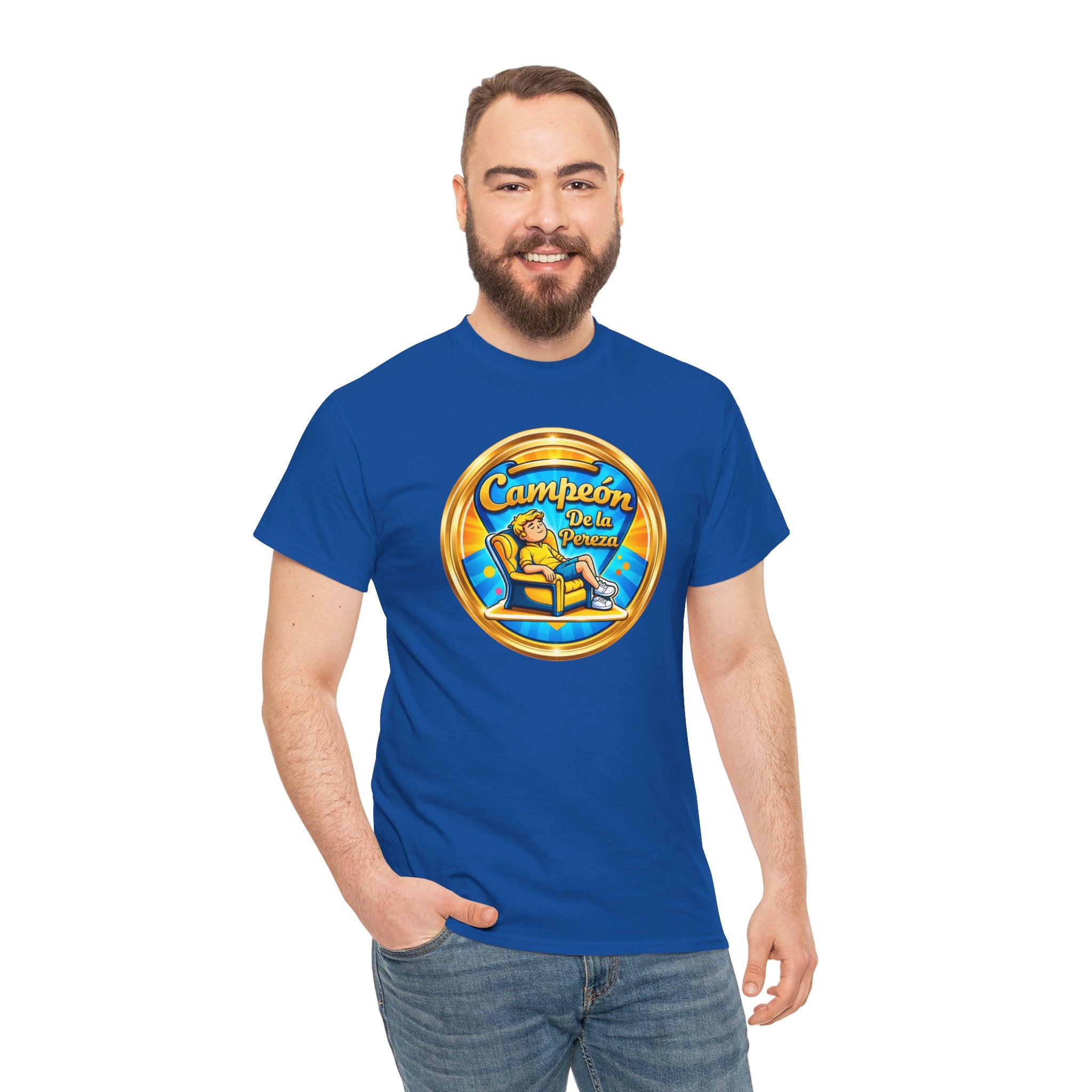 "Campeón De La Pereza" Tee — Gold Badge Adventure T‑Shirt