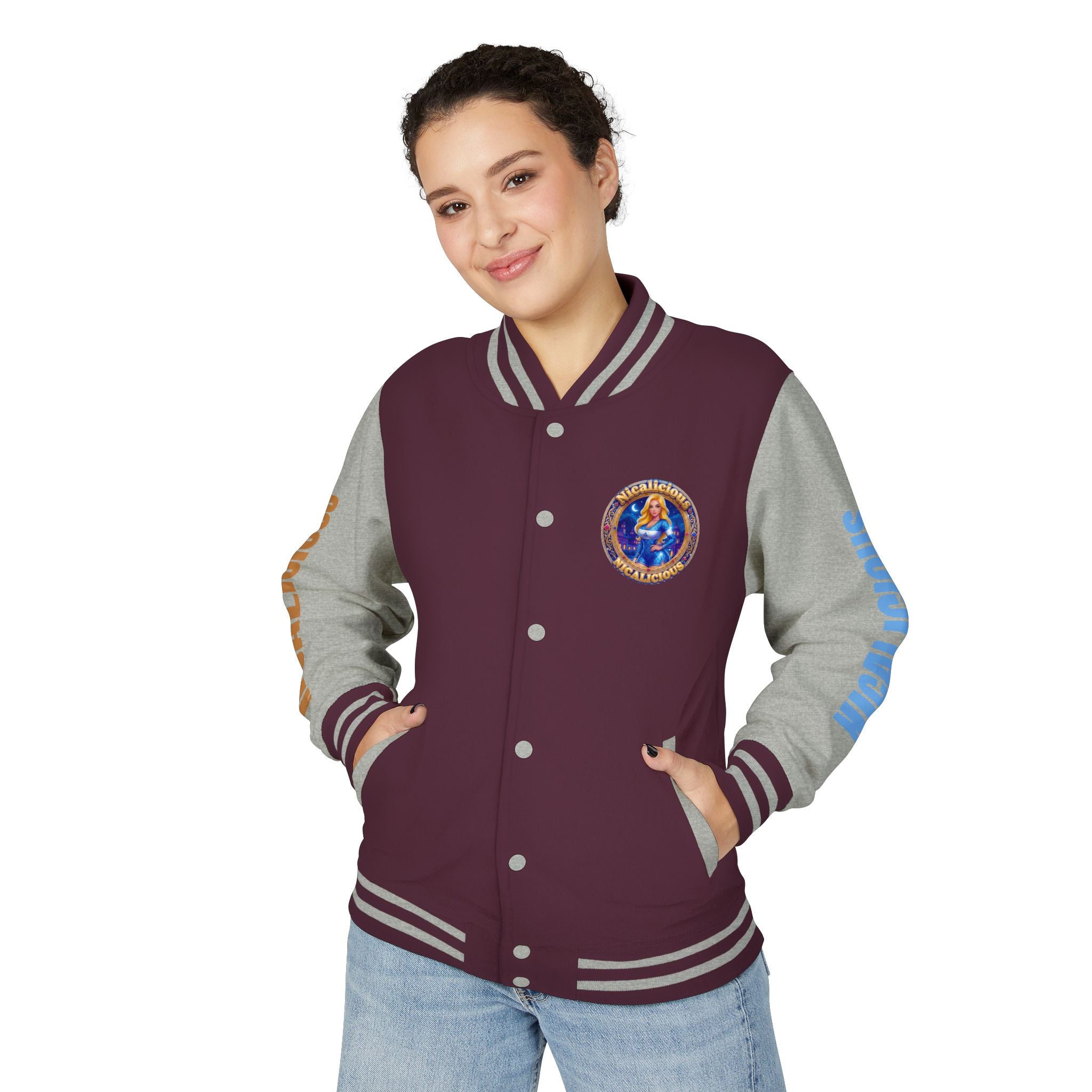 Letterman Jacket — 'Nicalicious' Retro Varsity Jacket with Angel Crest