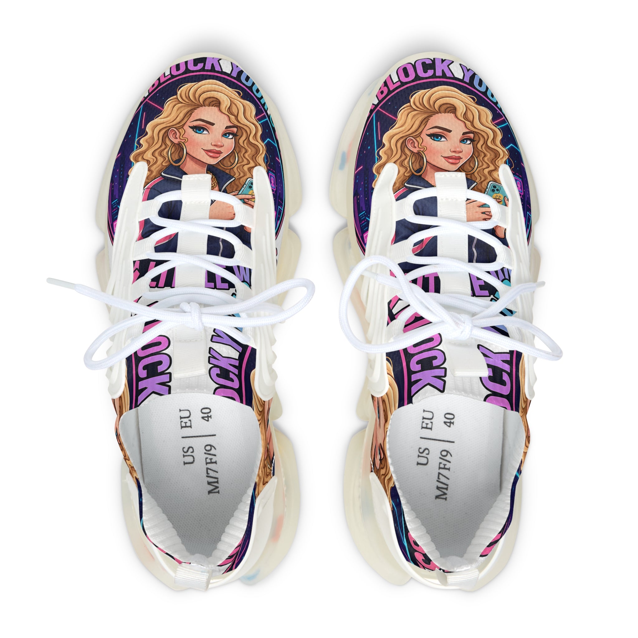 Women's Mesh Sneakers — 'Don't Block Your Blessings' Graphic Athletic Shoes