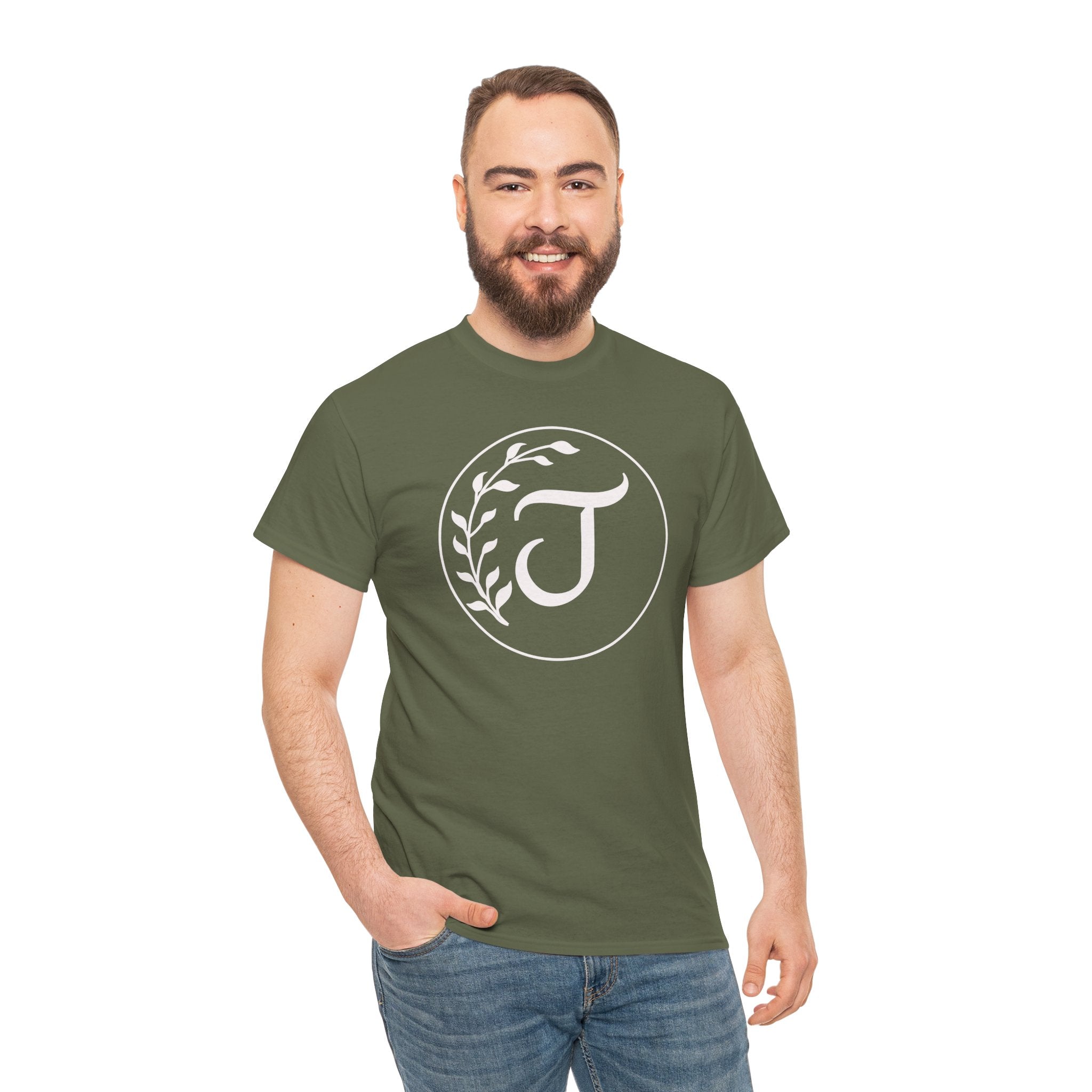 White Tee with Subtle "Floral J " Jesus Christ "— Minimalist Japanese Character T-Shirt