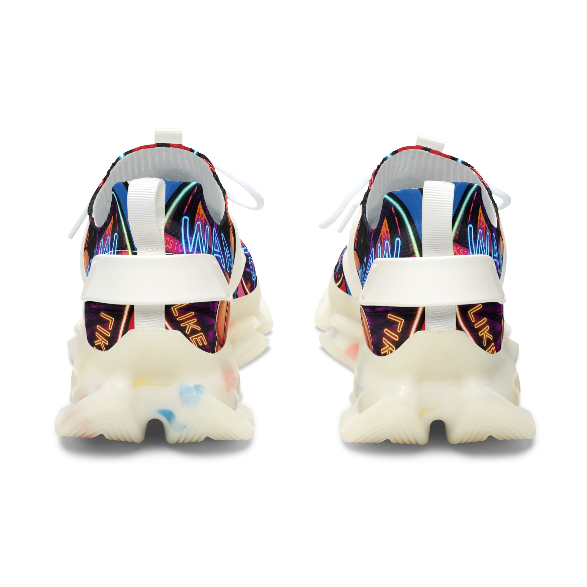 Women's Mesh Sneakers — Bold Neon Graphic Women’s Athletic Shoes :Grab It Wanting" Design