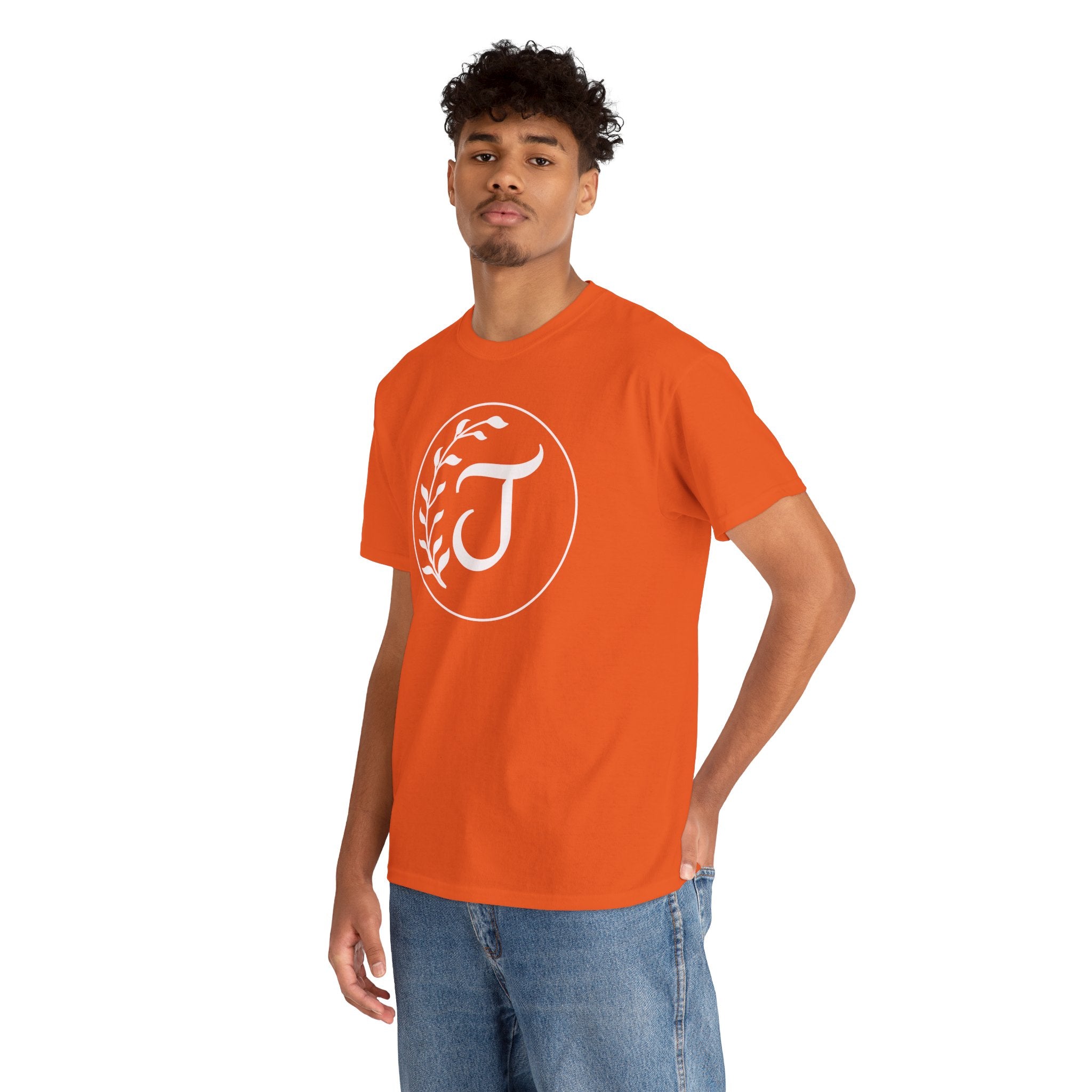 White Tee with Subtle "Floral J " Jesus Christ "— Minimalist Japanese Character T-Shirt