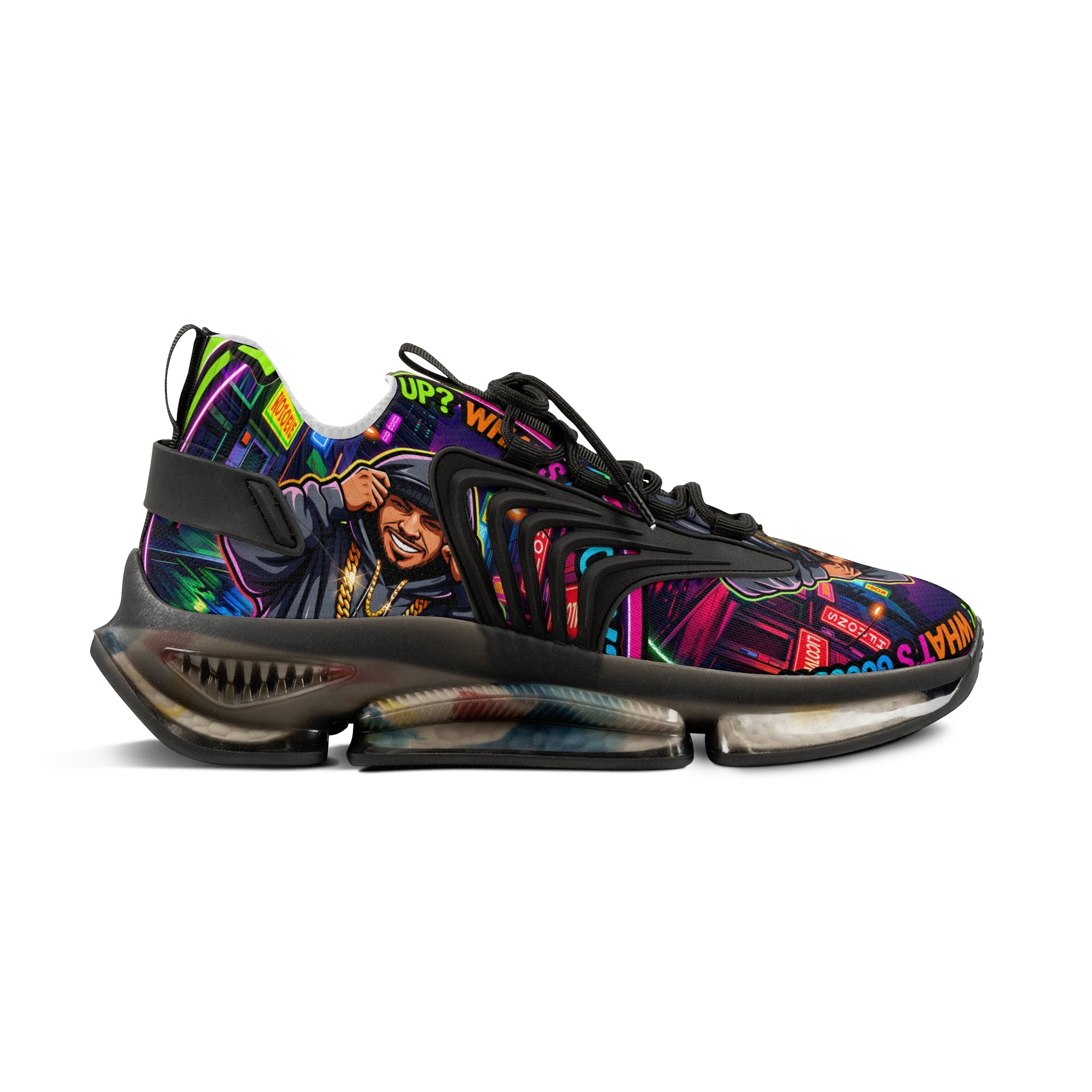 Men's Mesh Sneakers — " Yo, What's up? Rapper Graphic Athletic Shoes