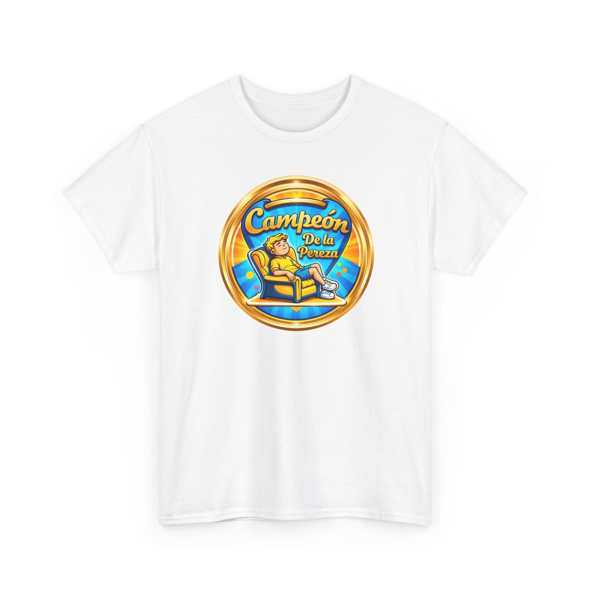 "Campeón De La Pereza" Tee — Gold Badge Adventure T‑Shirt