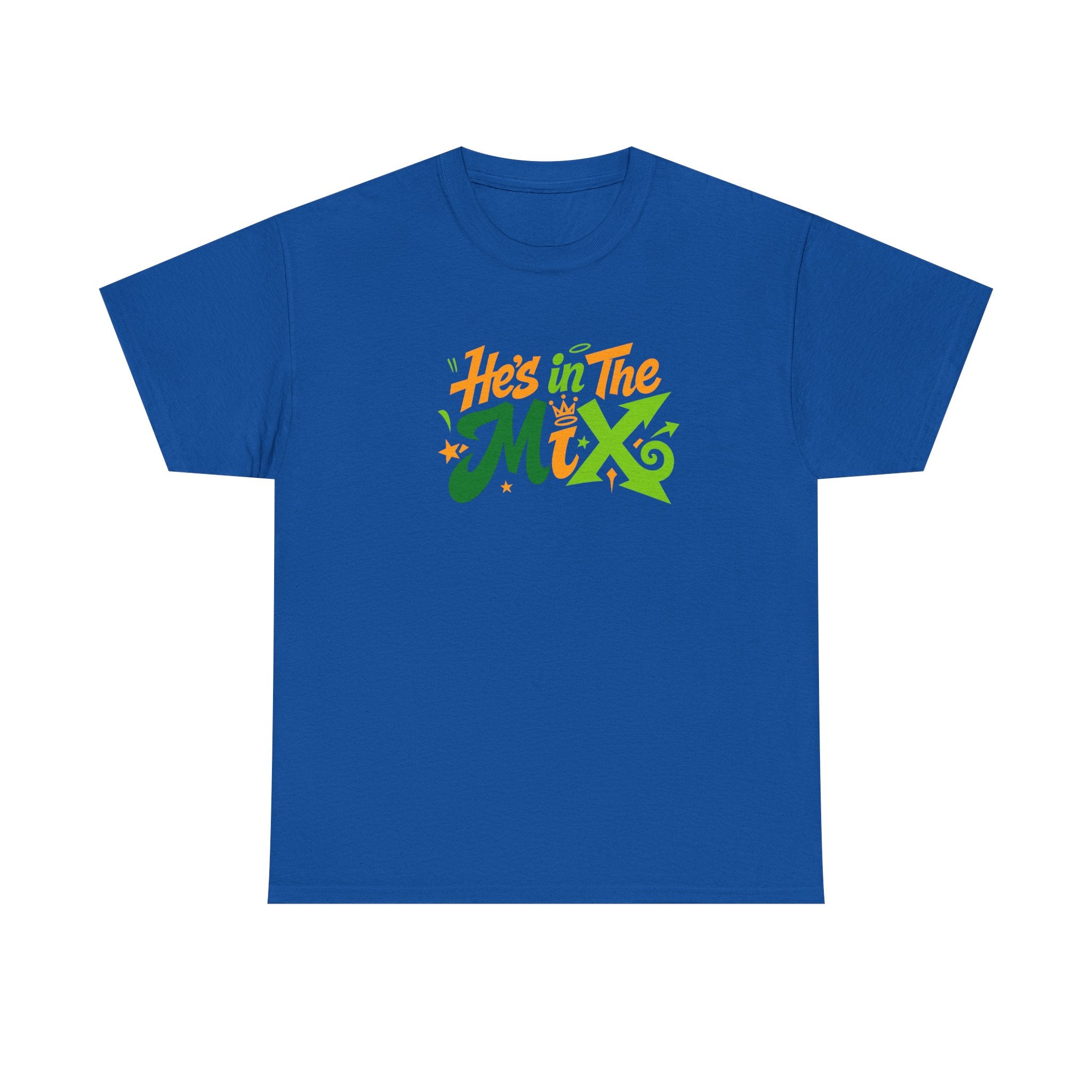 "He's in the Mix" T-Shirt — Retro Green & Orange DJ/Music Tee