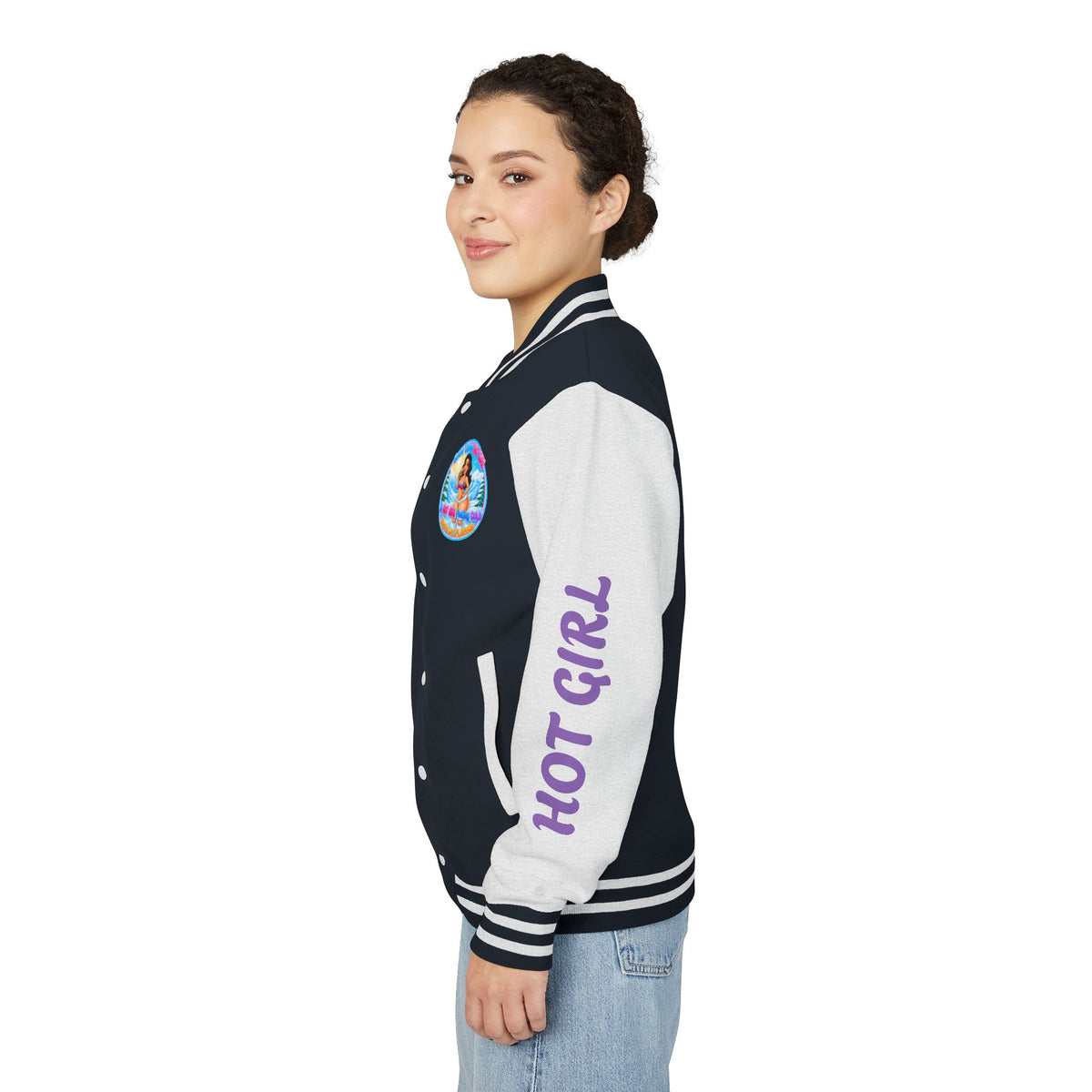 Letterman Jacket — 'SnowCone, Hot Girl' Retro Beach Graphic