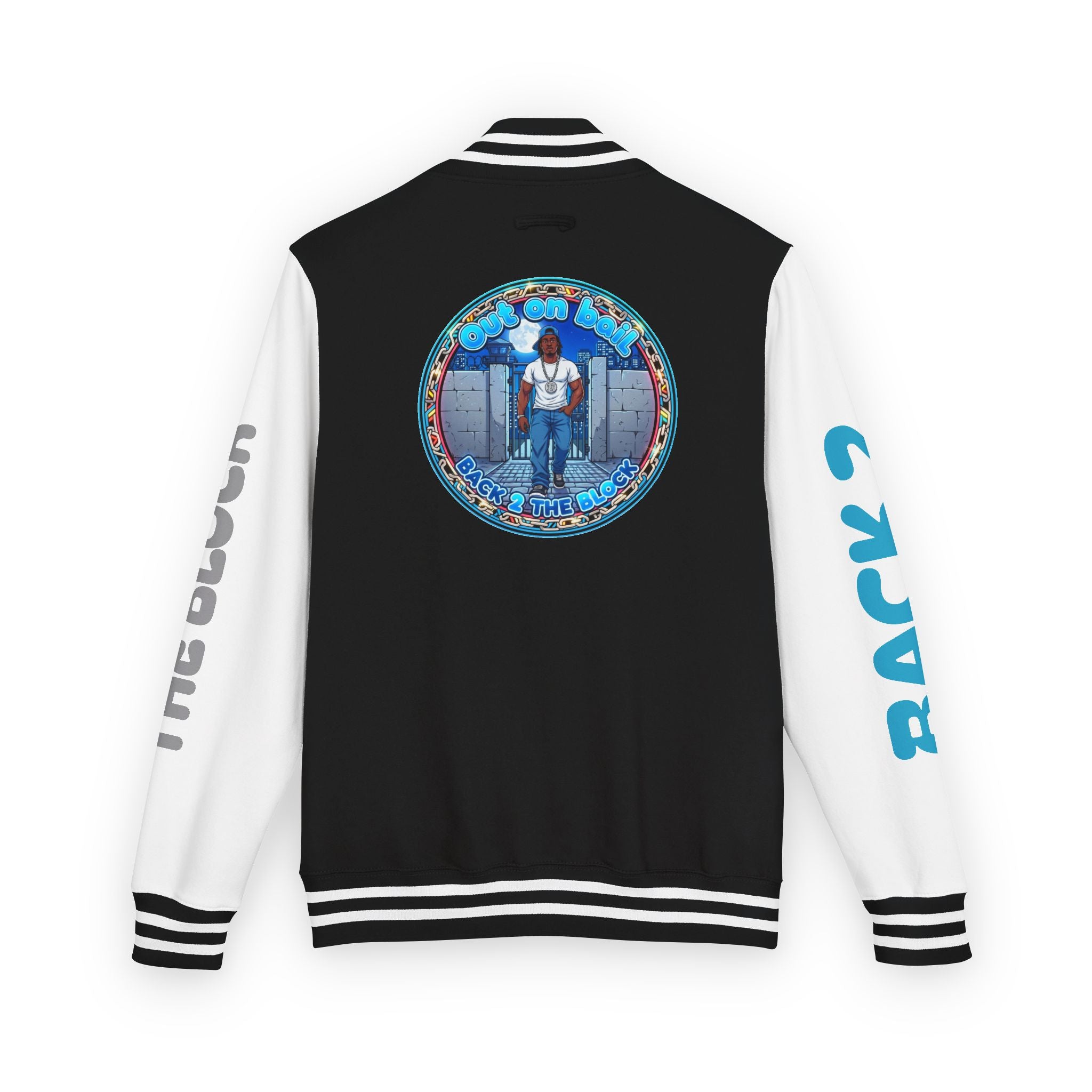 Letterman Jacket — 'Back 2 The Block' Retro Streetwear Patch Jacket