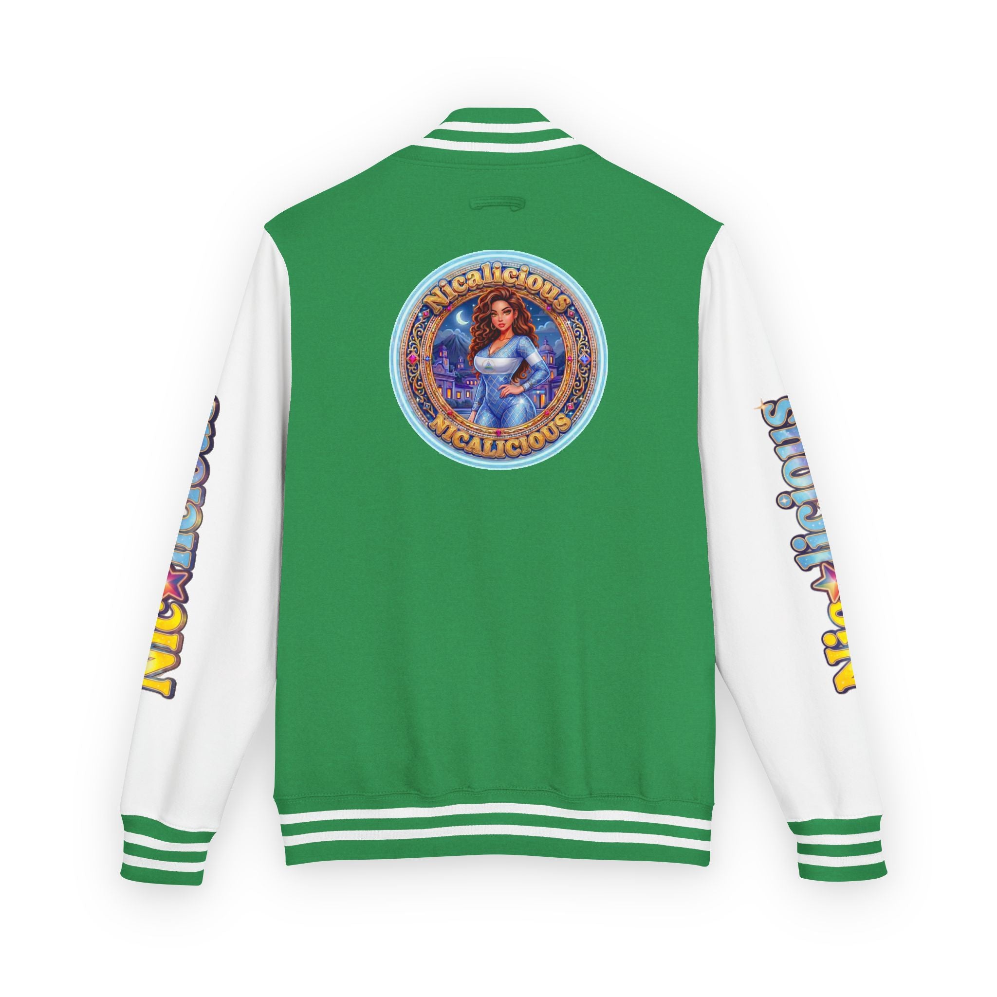 "Nicalicious" Letterman Jacket - Retro Pinup Graphic Varsity Bomber
