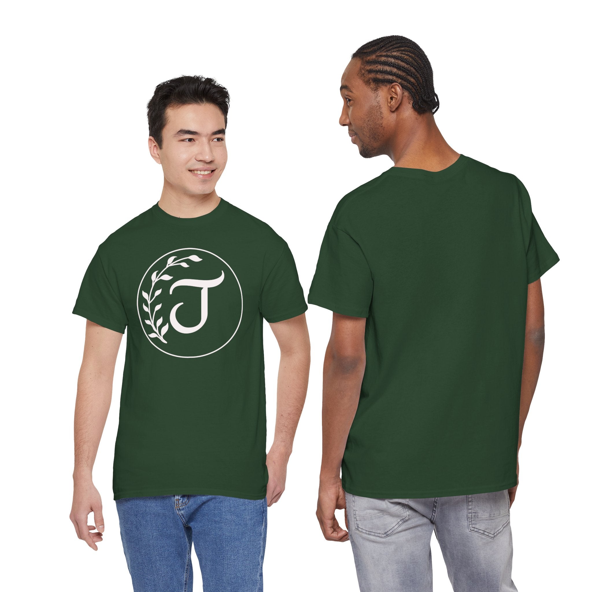White Tee with Subtle "Floral J " Jesus Christ "— Minimalist Japanese Character T-Shirt