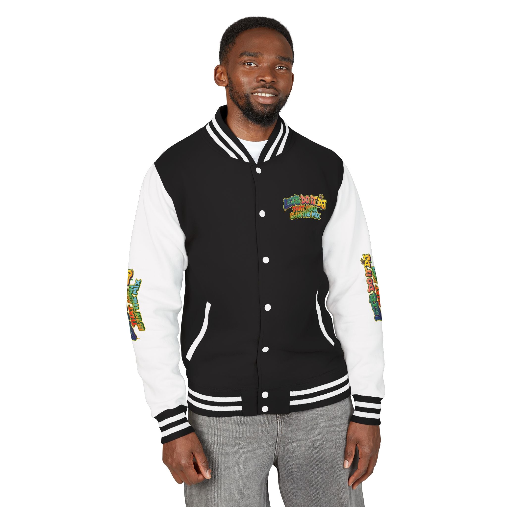 Letterman Jacket — 'Let's Do It' DJ Graphic Varsity Jacket