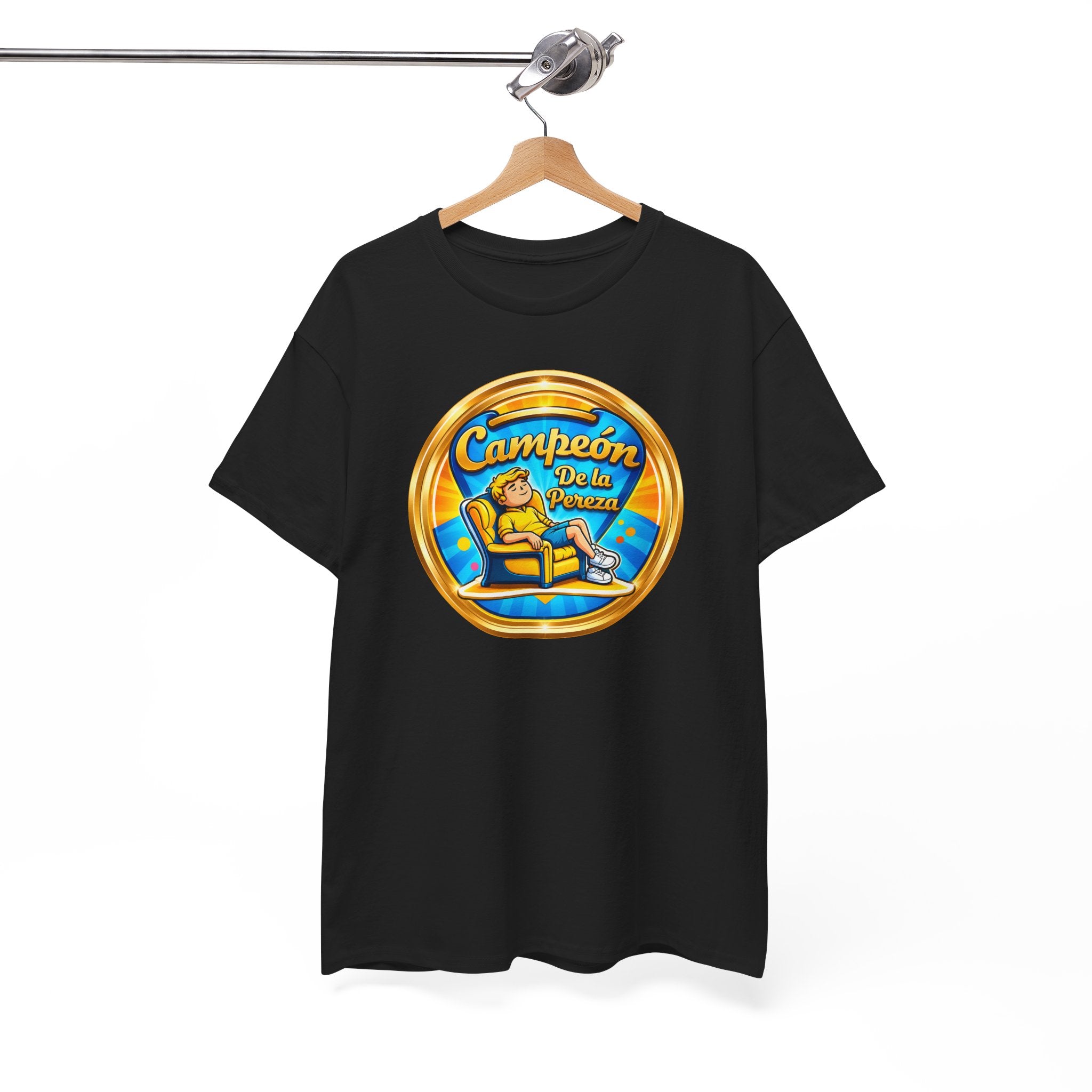 "Campeón De La Pereza" Tee — Gold Badge Adventure T‑Shirt