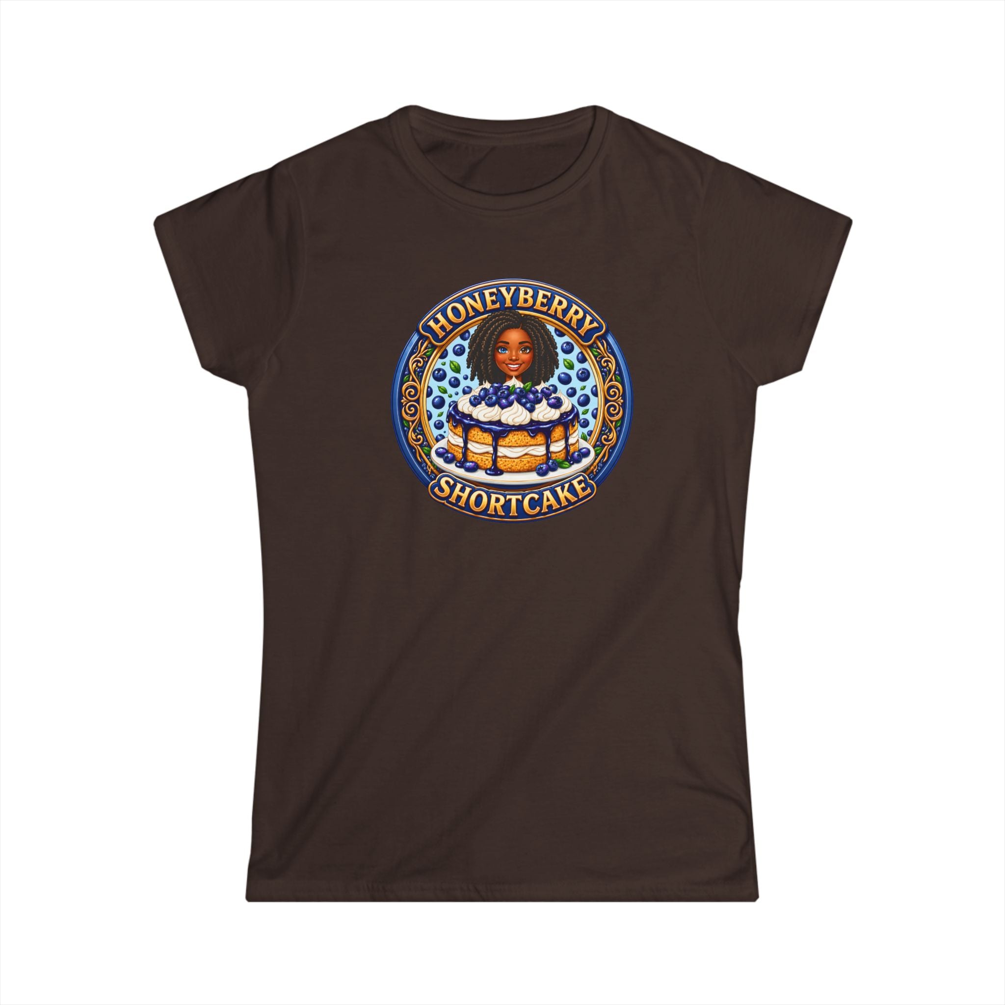 "Honeyberry Shortcake" Women's Tee – Retro Dessert Graphic Shirt