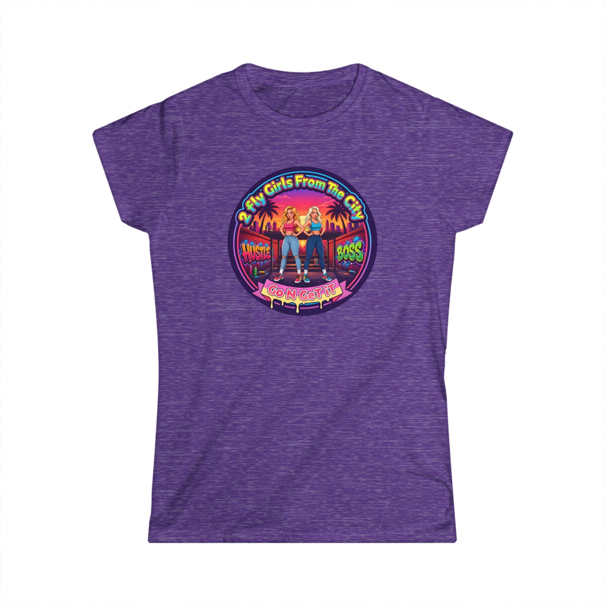 Retro '2 Fly Girls From The City"  Graphic Tee - 80s Sunset Rock Band Vibe