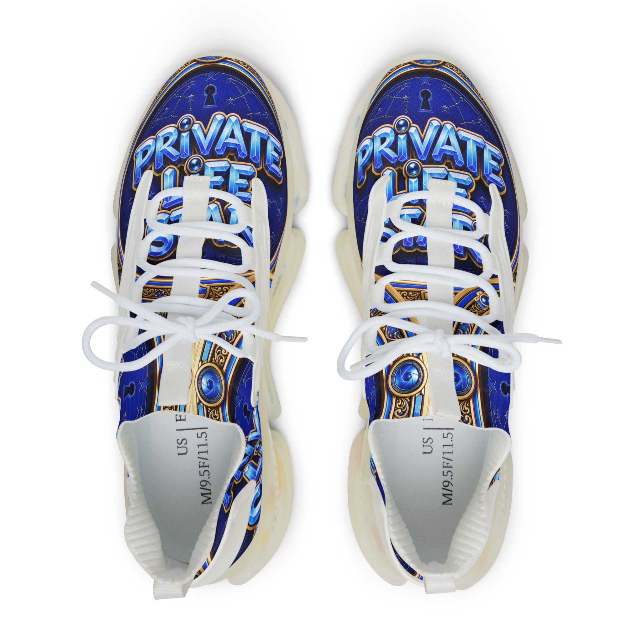 Mesh Sneakers — 'Private Life Style "Bold Blue Graphic Athletic Shoes