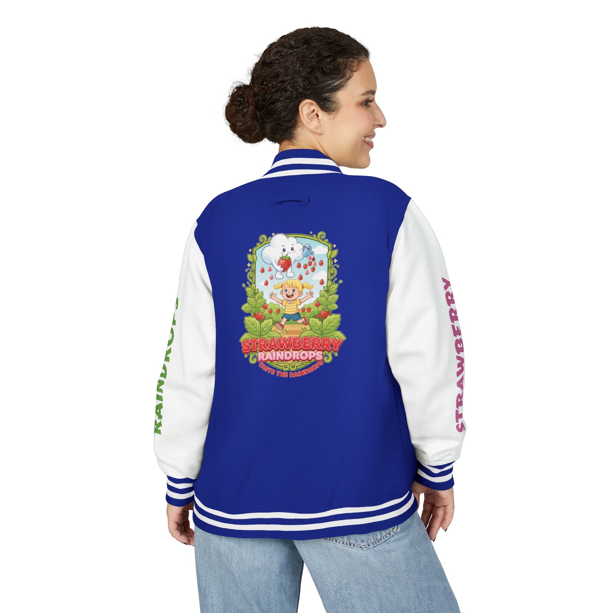 Letterman Jacket —Strawberry Raindrops Back Patch