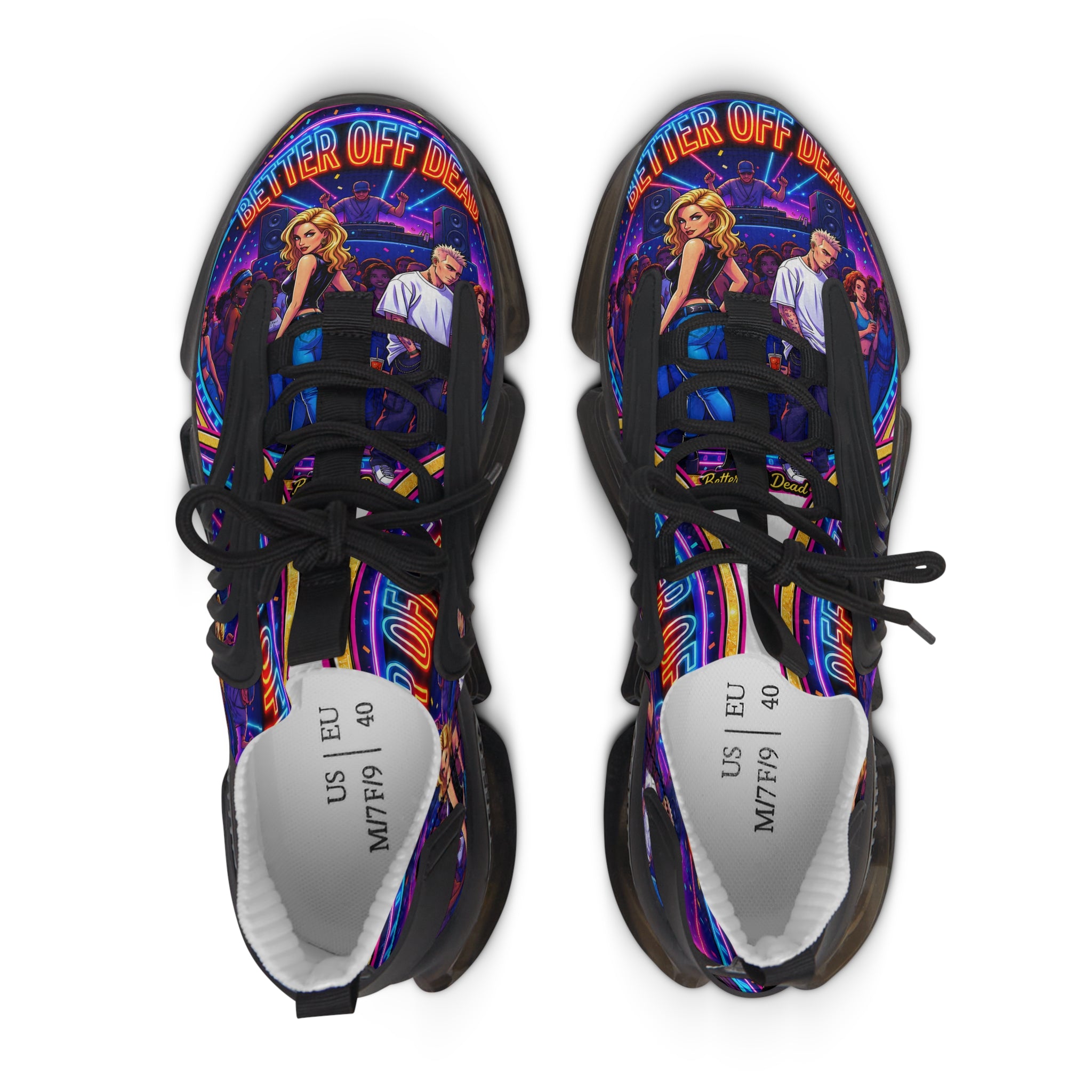 Mesh Sneakers — Retro Neon Graphic Women’s Trainers