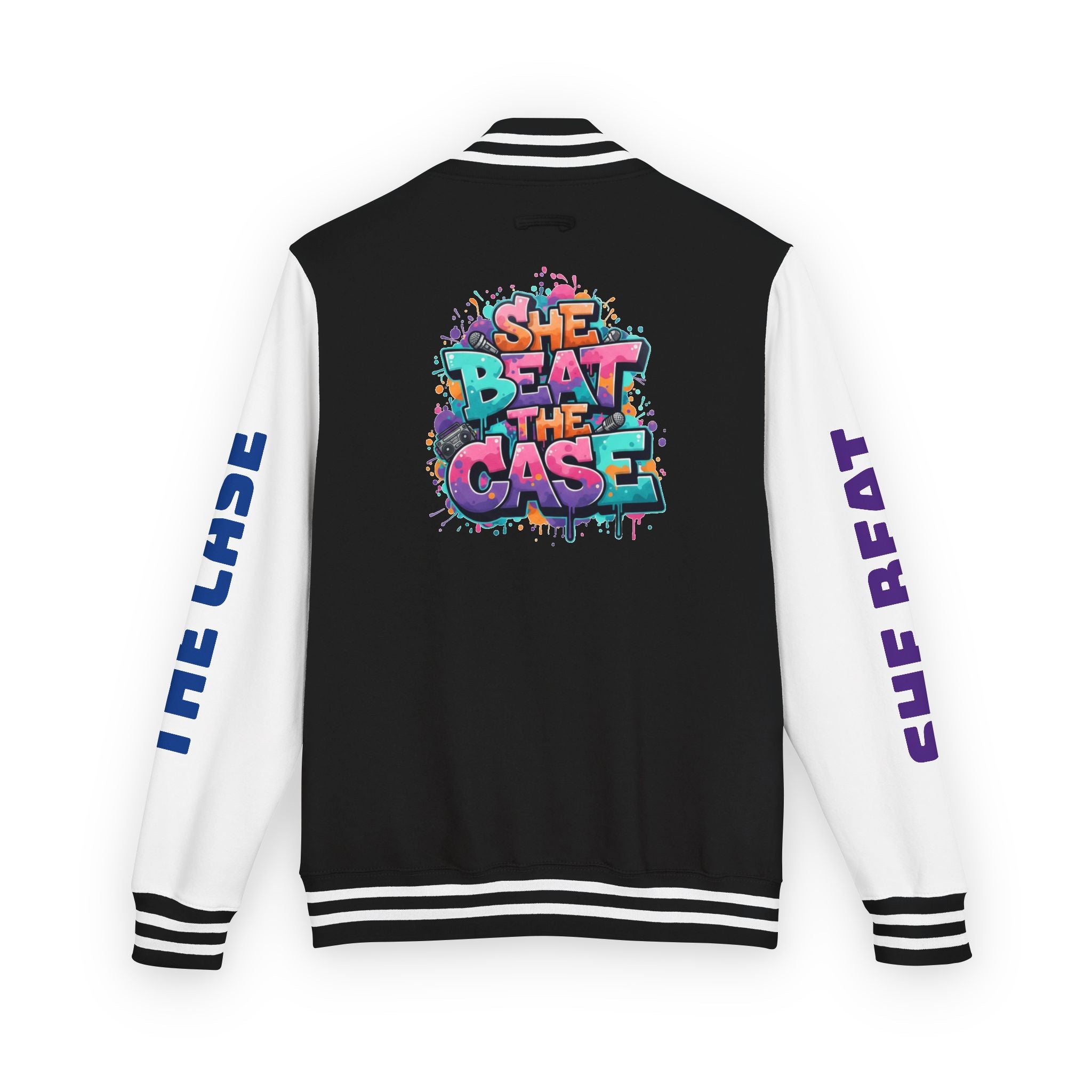 Letterman Jacket — “She Beat the Case” Colorful Graffiti Backprint