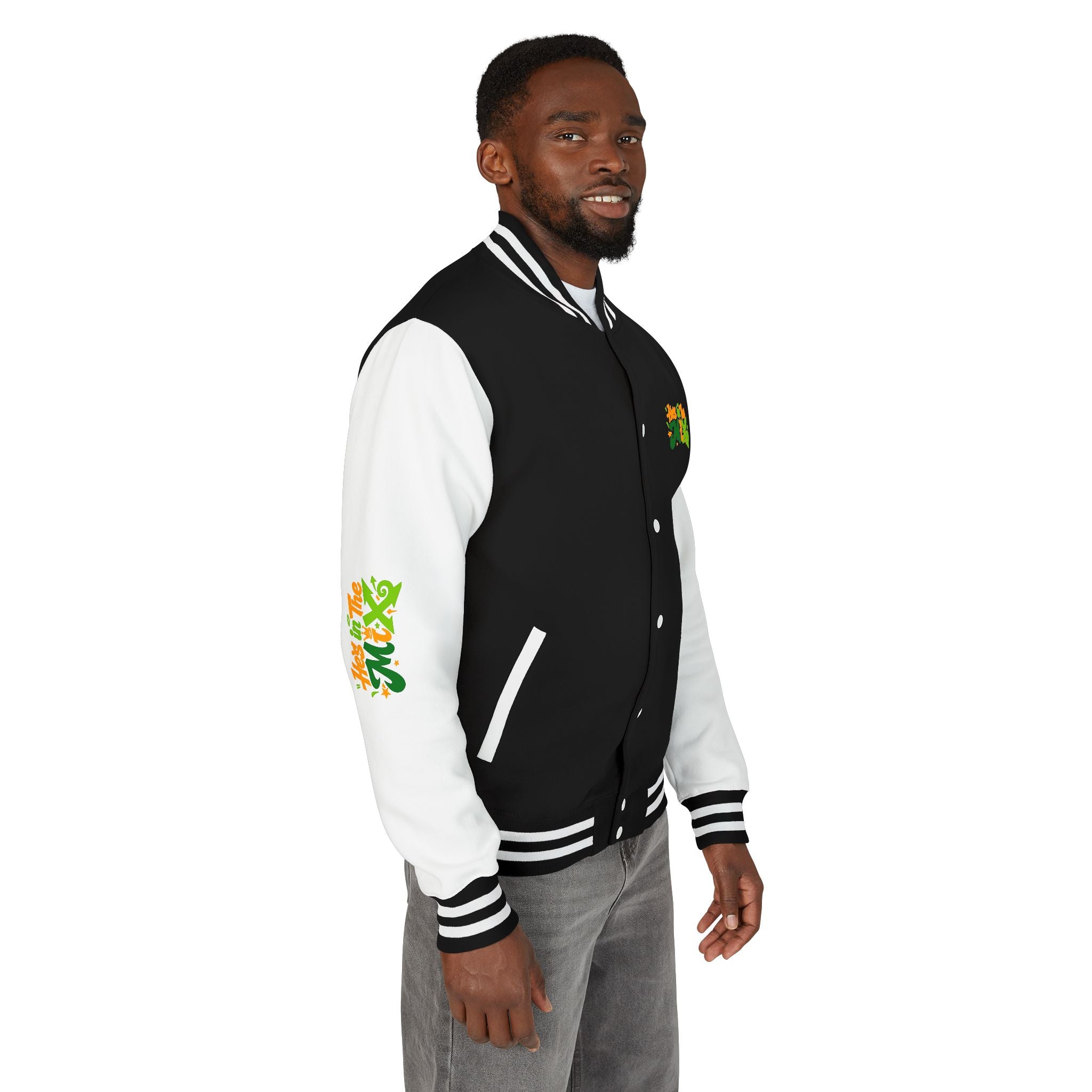 Letterman Jacket - "He's in the Mix" Retro Graffiti Varsity Jacket