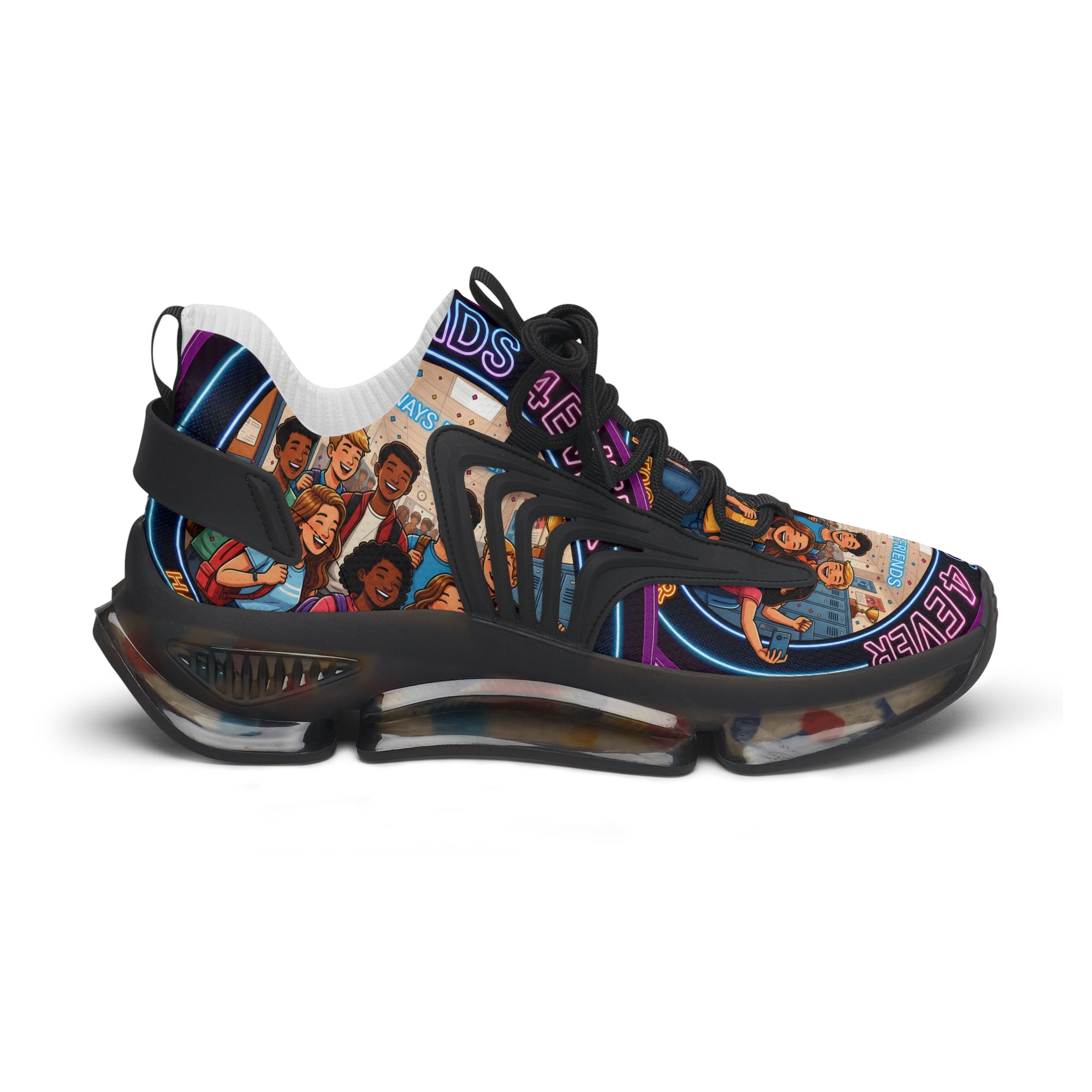 Mesh Sneakers — 'Friends 4Ever' Retro Group Photo Graphic Women's Athletic Shoes