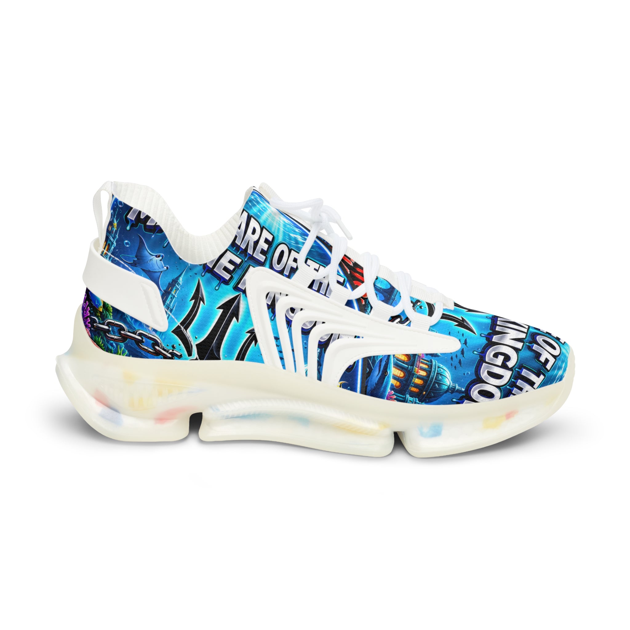 Men's Mesh Sneakers —"Beware Of The Marine Warrior"Ocean Trident Streetwear Running Shoes