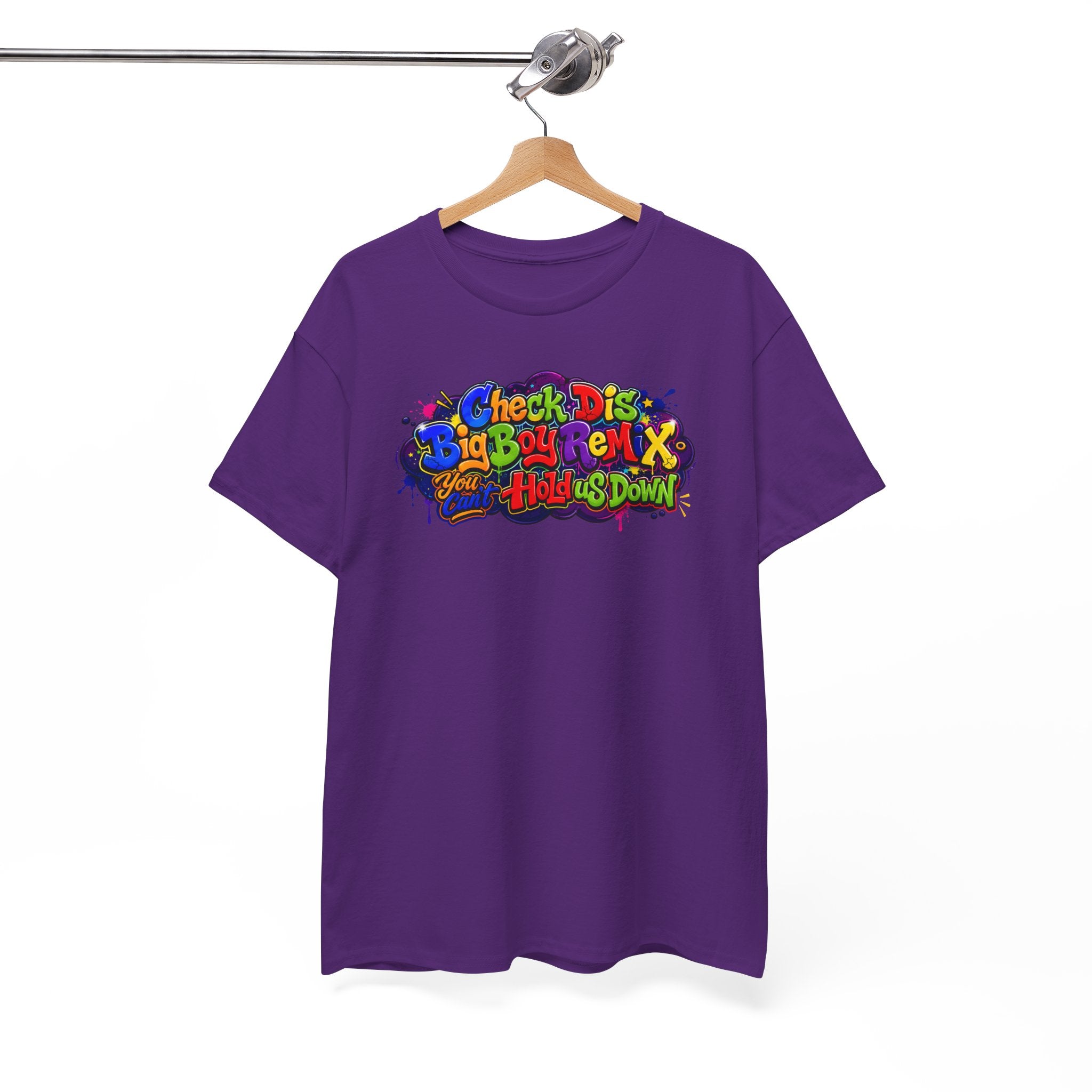 Graphic Tee — Colorful 'Check Dis Big Boy Remix' Retro Street Art T-Shirt
