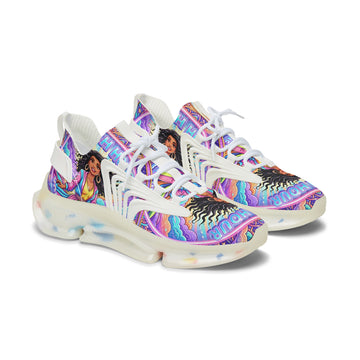 Women's Mesh Sneakers — Colorful Spiritual Goddess Graphic Athletic Shoes