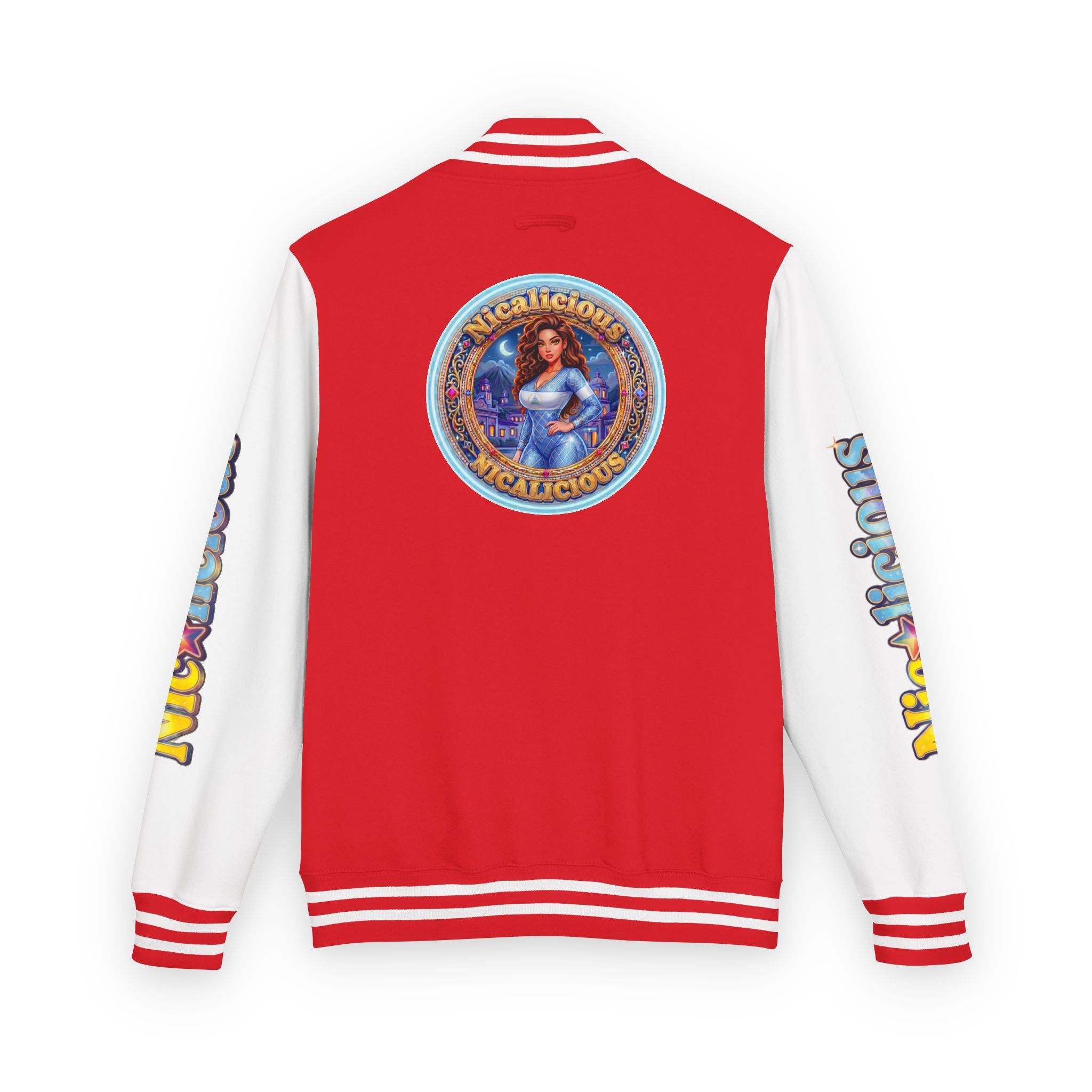 "Nicalicious" Letterman Jacket - Retro Pinup Graphic Varsity Bomber