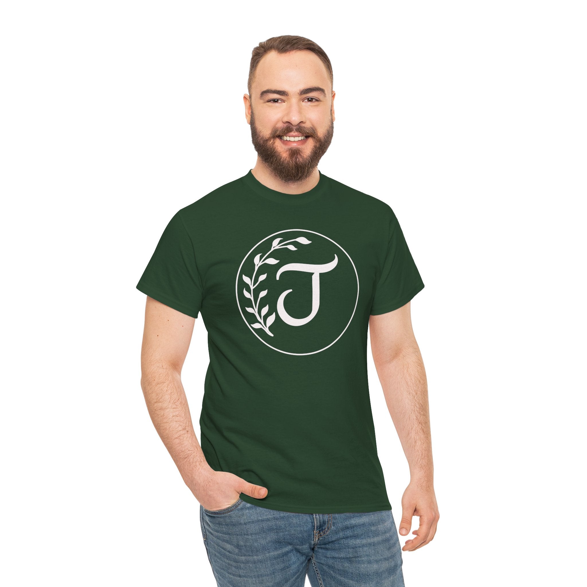 White Tee with Subtle "Floral J " Jesus Christ "— Minimalist Japanese Character T-Shirt