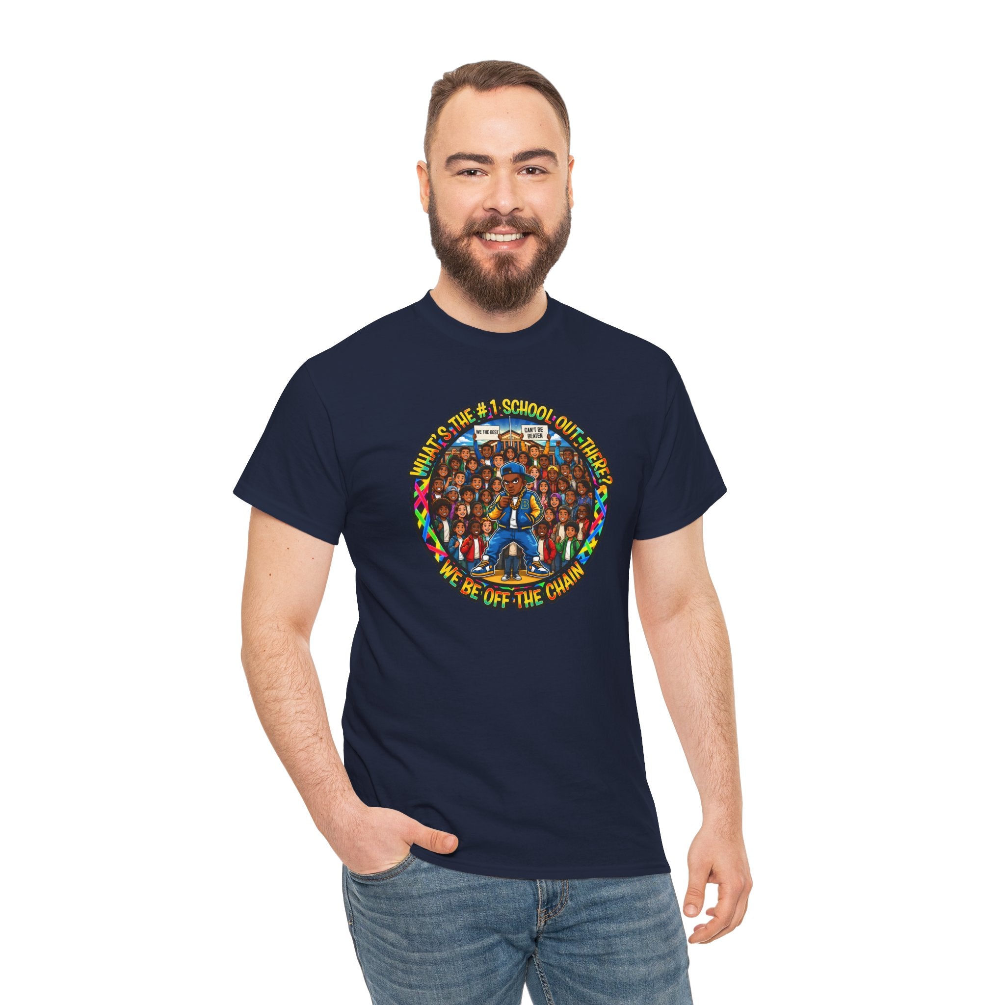 Community Unity Tee — "What's The #1 School Out There" Illustration Shirt