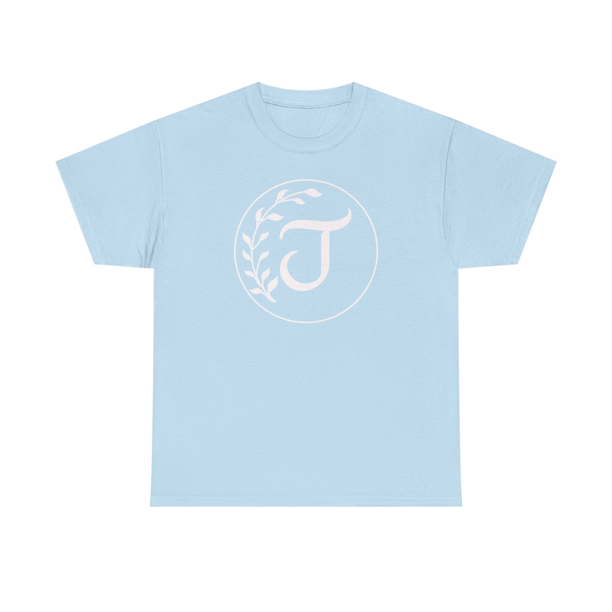 White Tee with Subtle "Floral J " Jesus Christ "— Minimalist Japanese Character T-Shirt