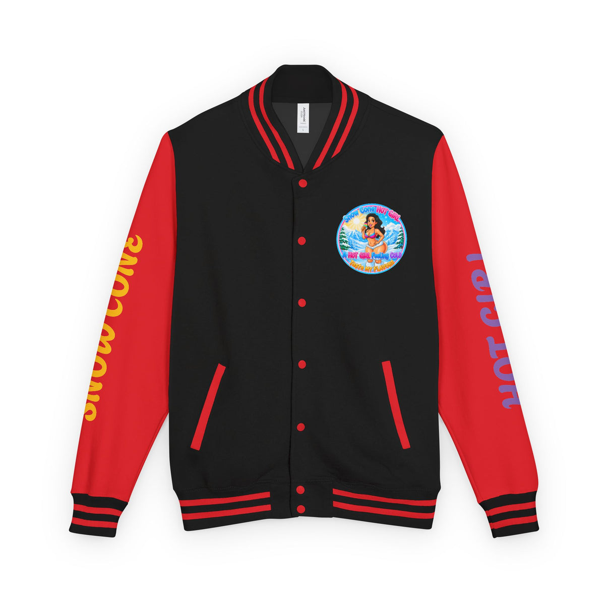 Letterman Jacket — 'SnowCone, Hot Girl' Retro Beach Graphic