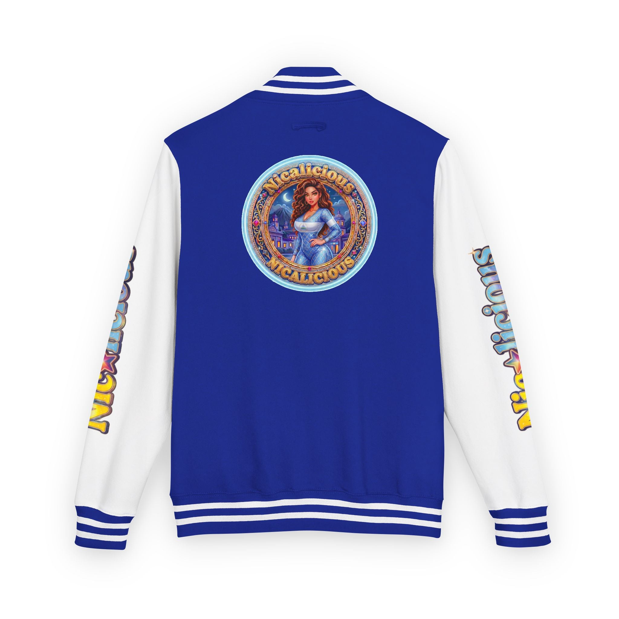 "Nicalicious" Letterman Jacket - Retro Pinup Graphic Varsity Bomber