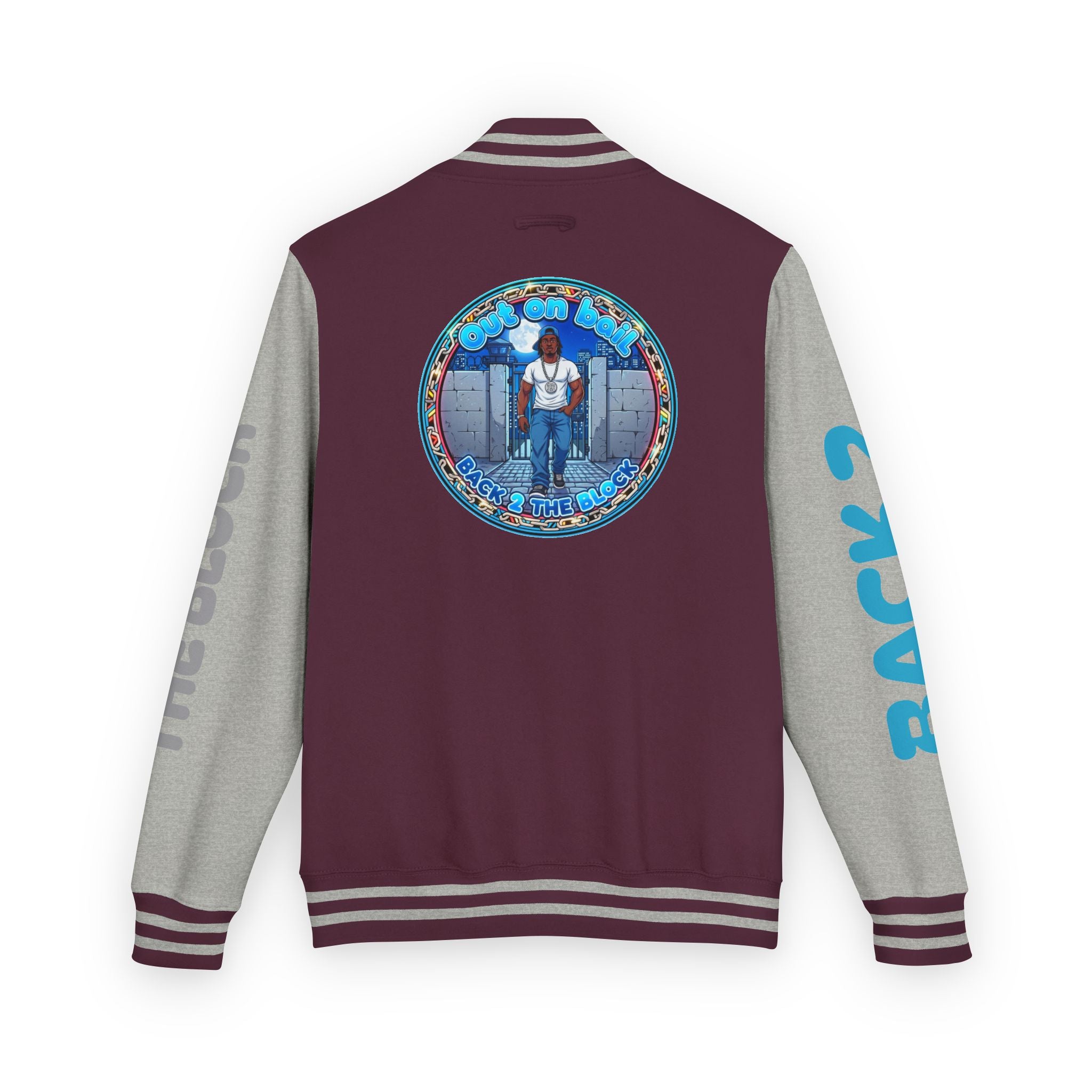 Letterman Jacket — 'Back 2 The Block' Retro Streetwear Patch Jacket