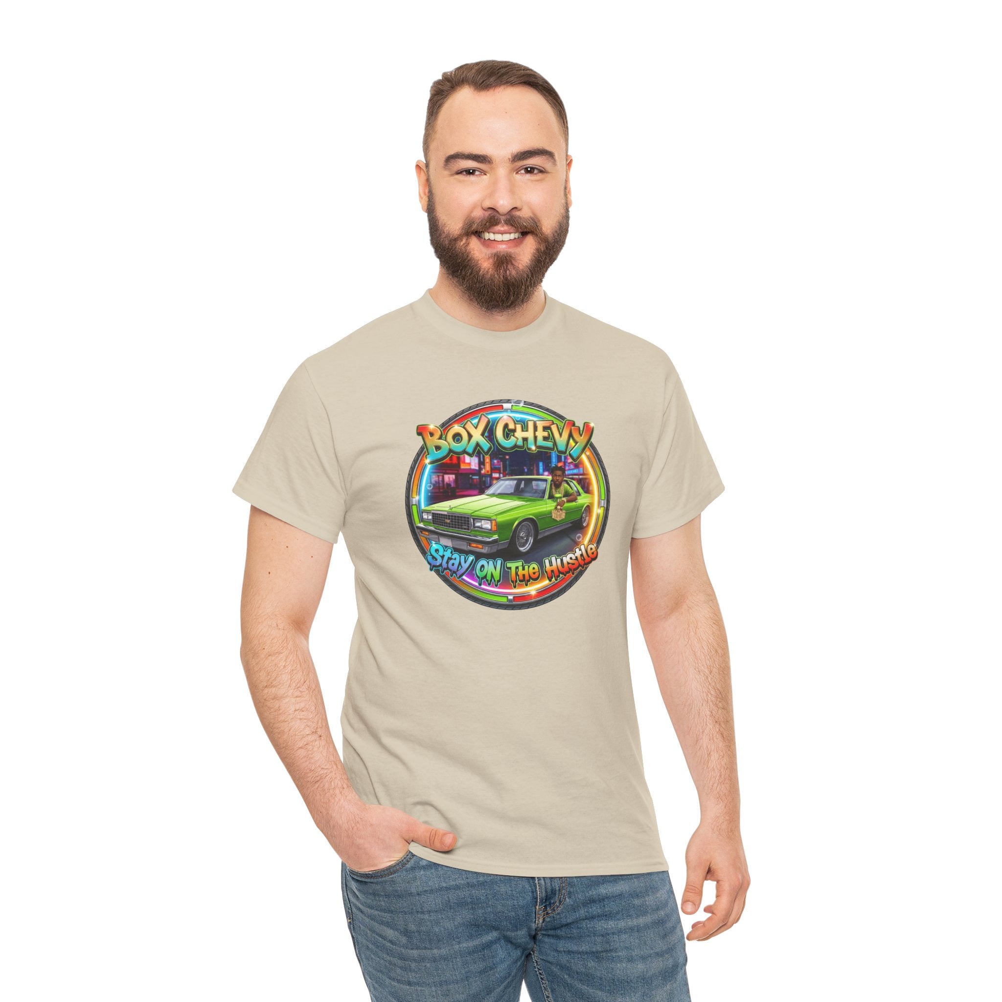 Vintage Chevy Truck Tee — "Box Chevy Stay On The Hustle" Retro Car Graphic Shirt