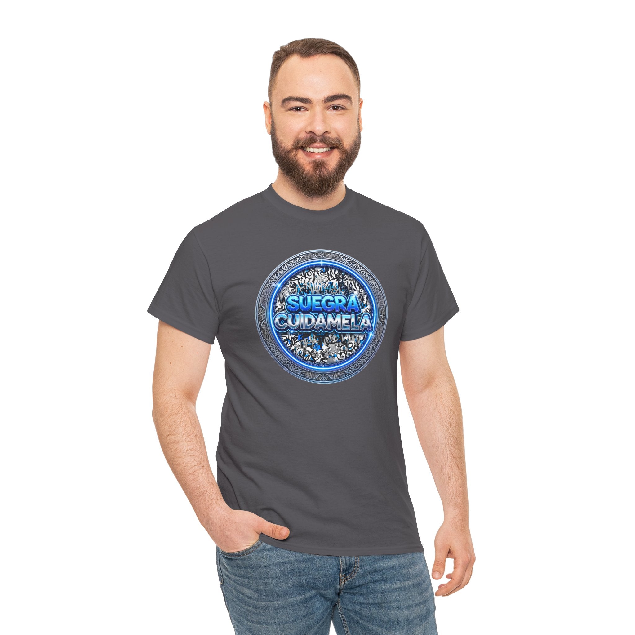 T-Shirt — Suegra Cuídame (Blue Floral Emblem)