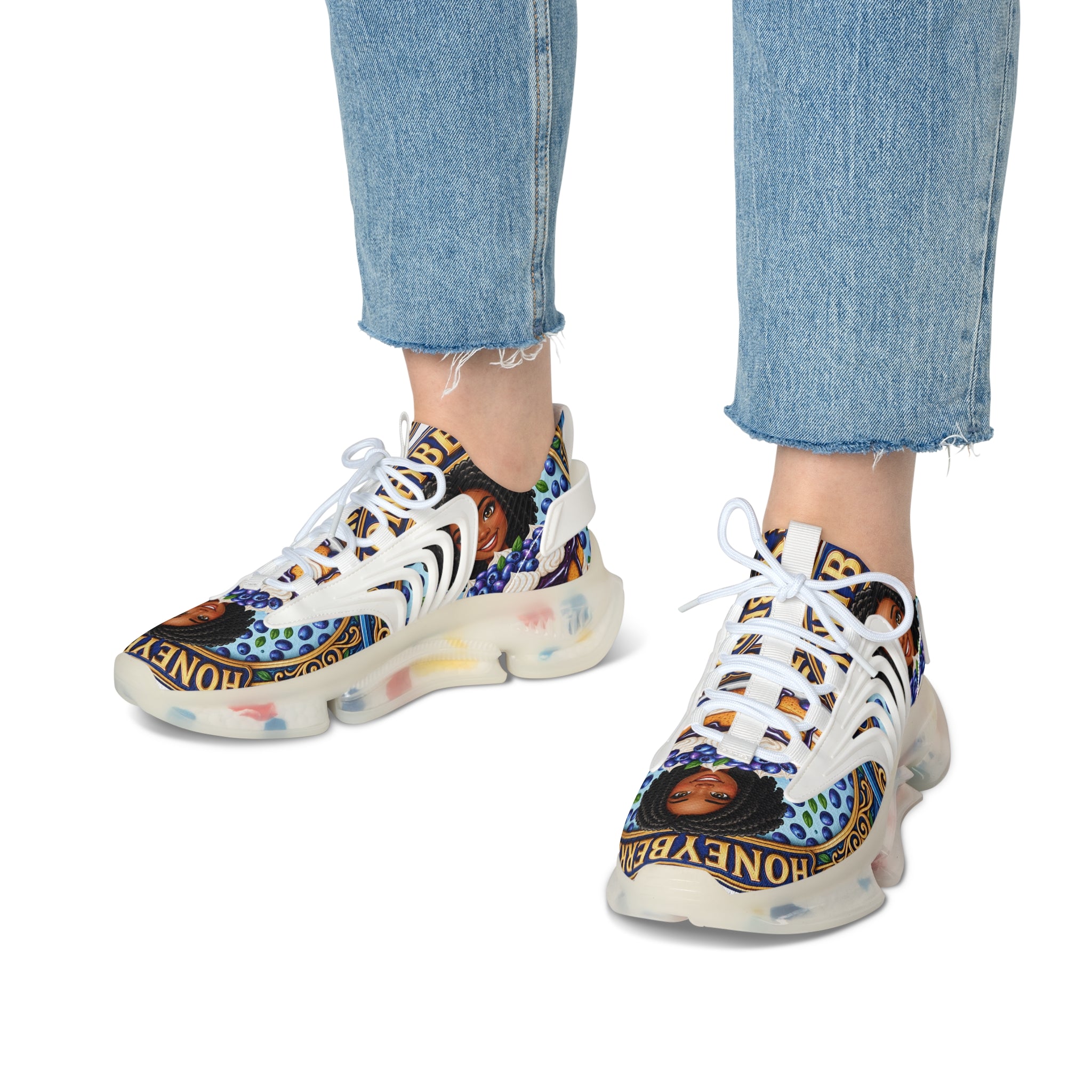 Women's Mesh Sneakers — Custom 'Honeyberry' Graphic Women's Athletic Shoes