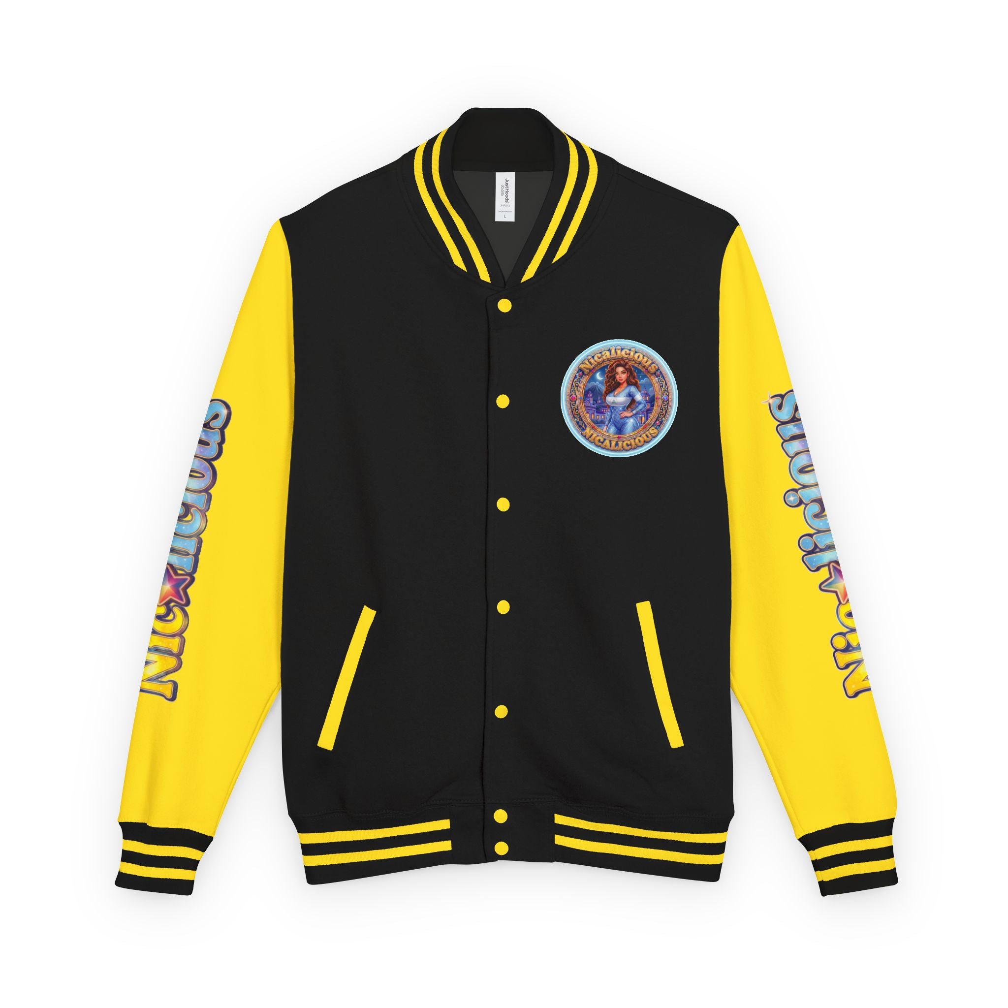 "Nicalicious" Letterman Jacket - Retro Pinup Graphic Varsity Bomber